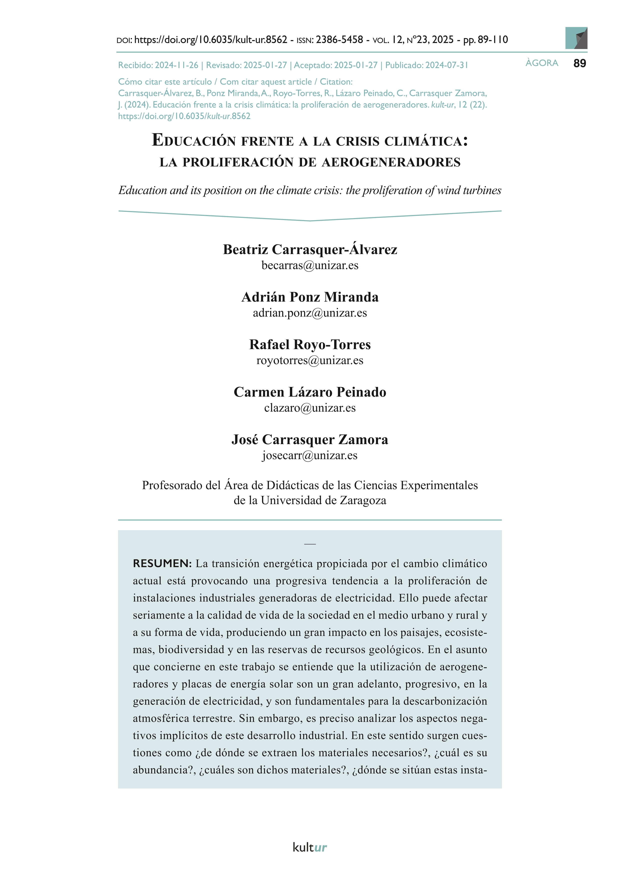 Educación frente a la crisis climática: la proliferación de aerogeneradores