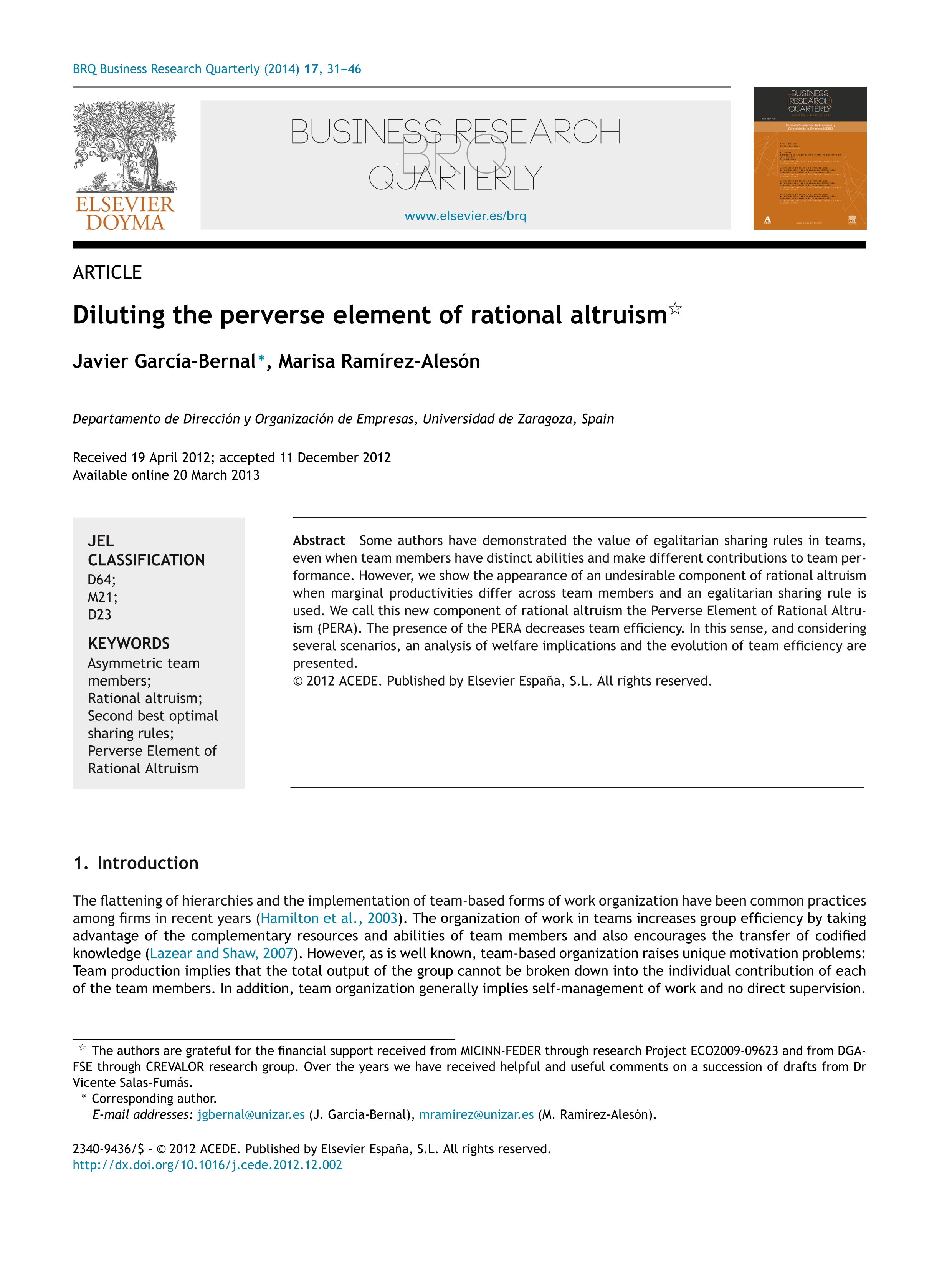 Diluting the perverse element of rational altruism