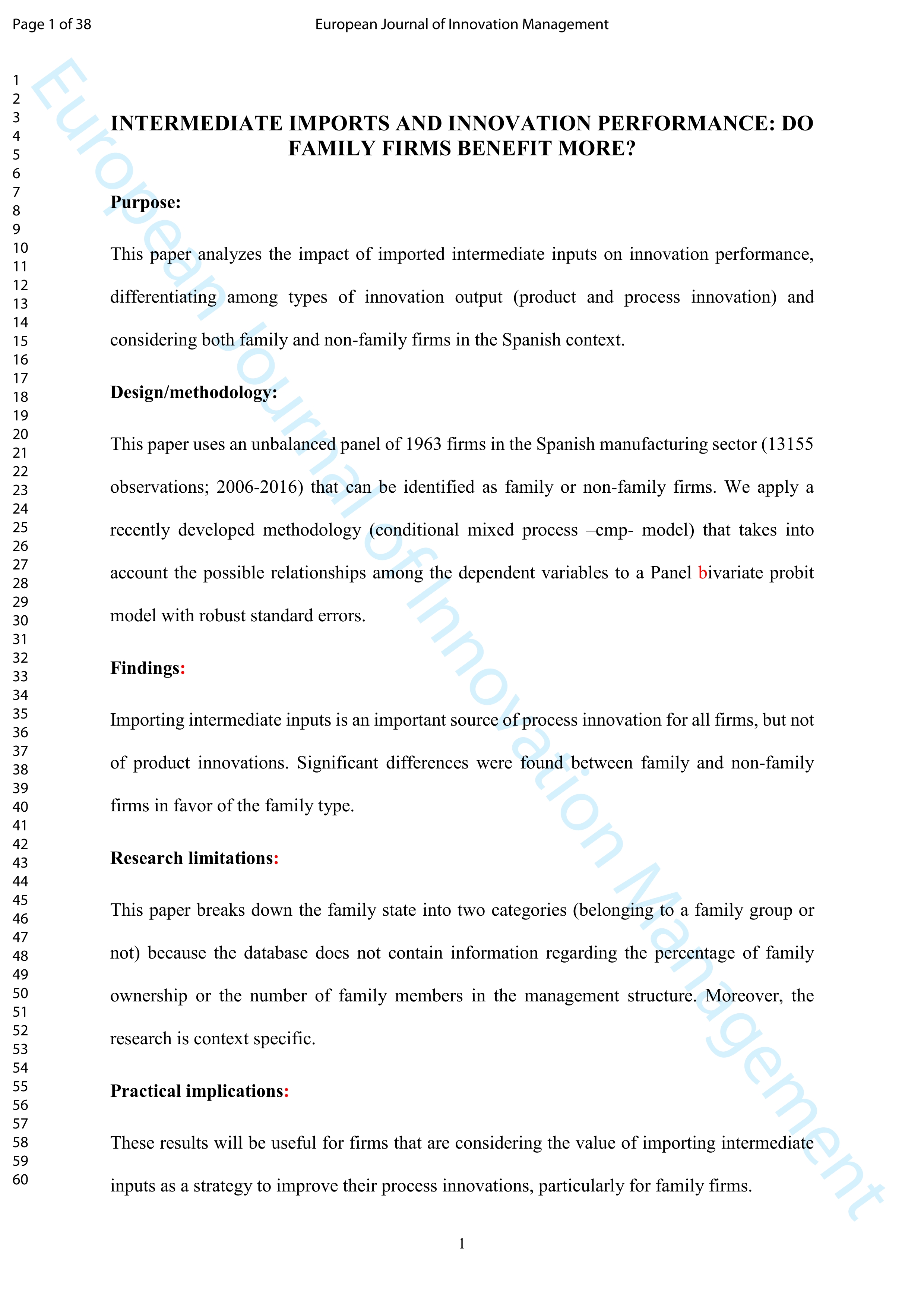 Intermediate imports and innovation performance: do family firms benefit more?