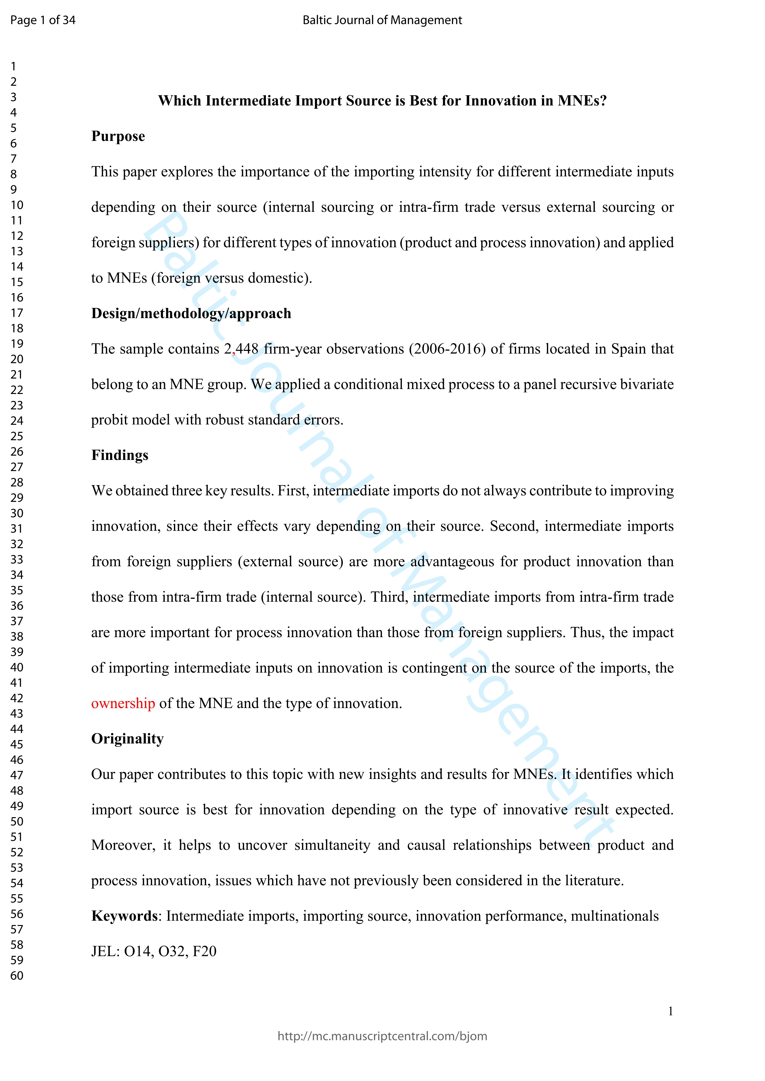 Which intermediate import source is best for innovation in MNEs?