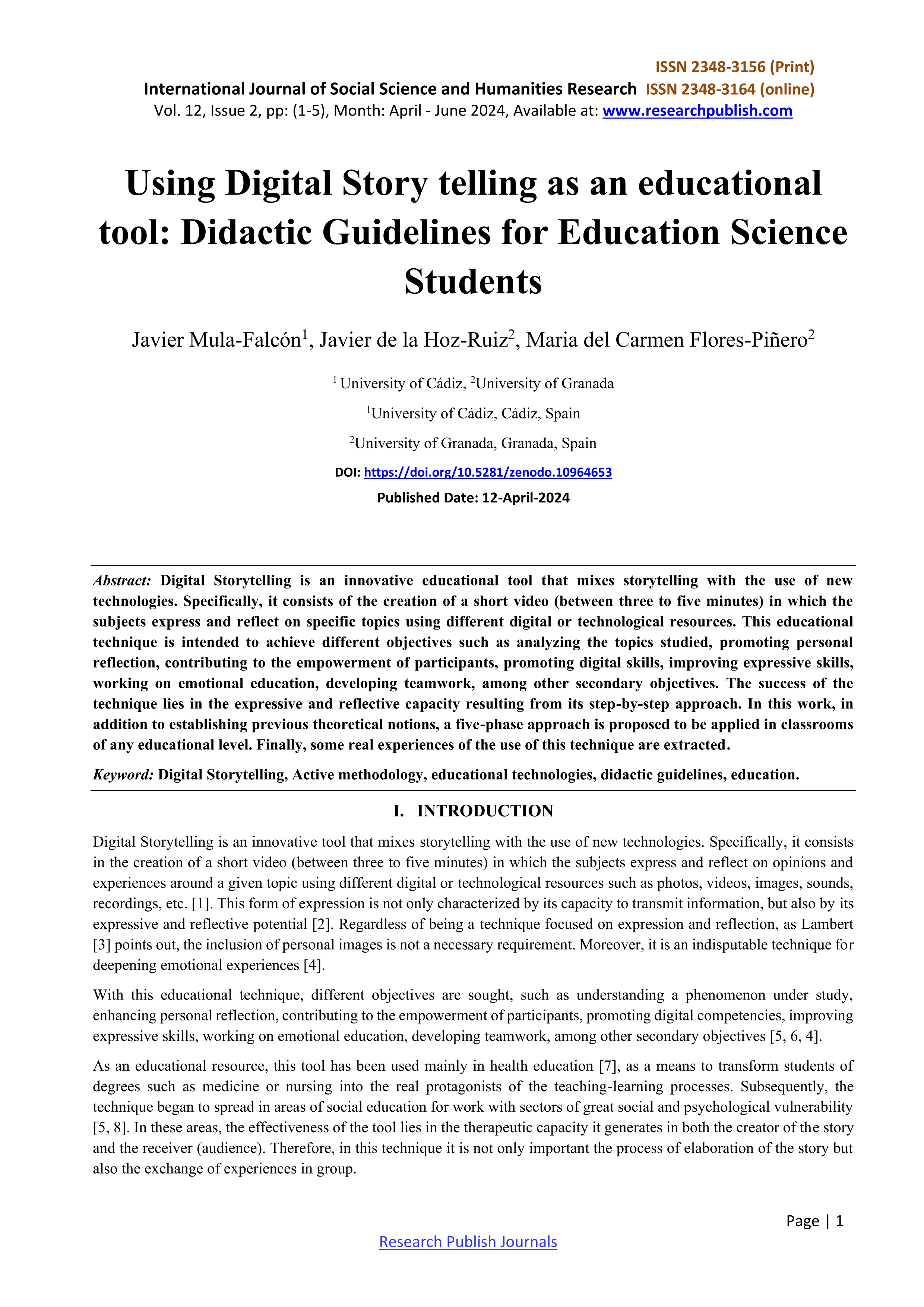Using digital storytelling as an educational tool: Didactic guidelines for education science students.