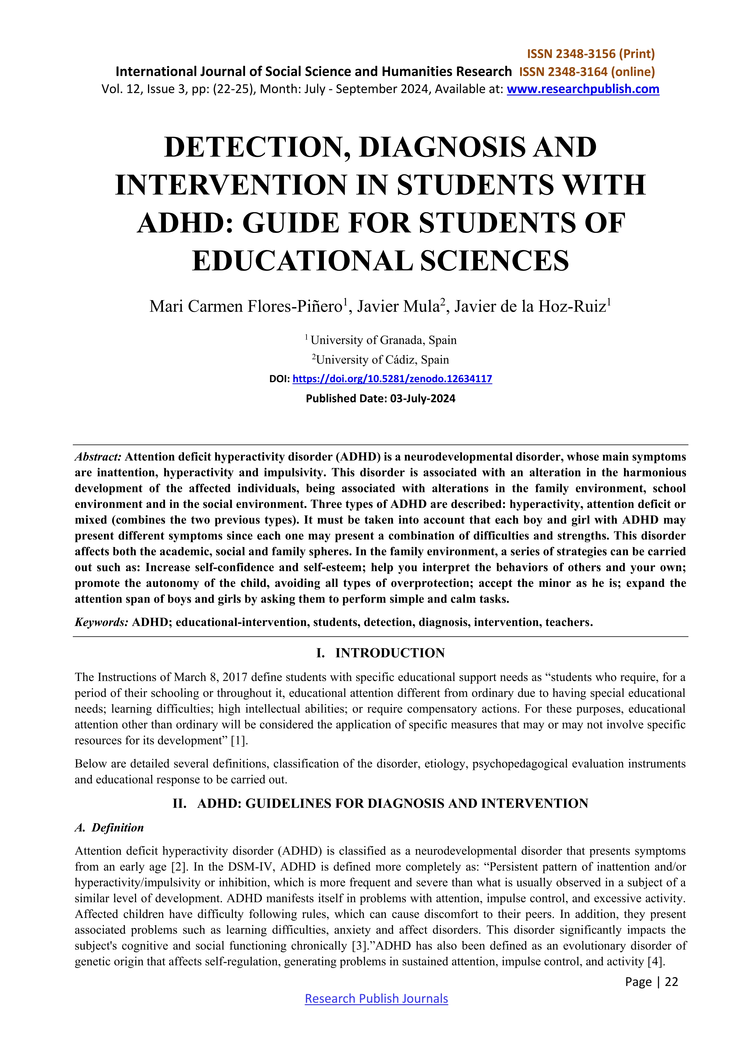 Detection, diagnosis and intervention in students with ADHD: Guide for students of educational sciences.