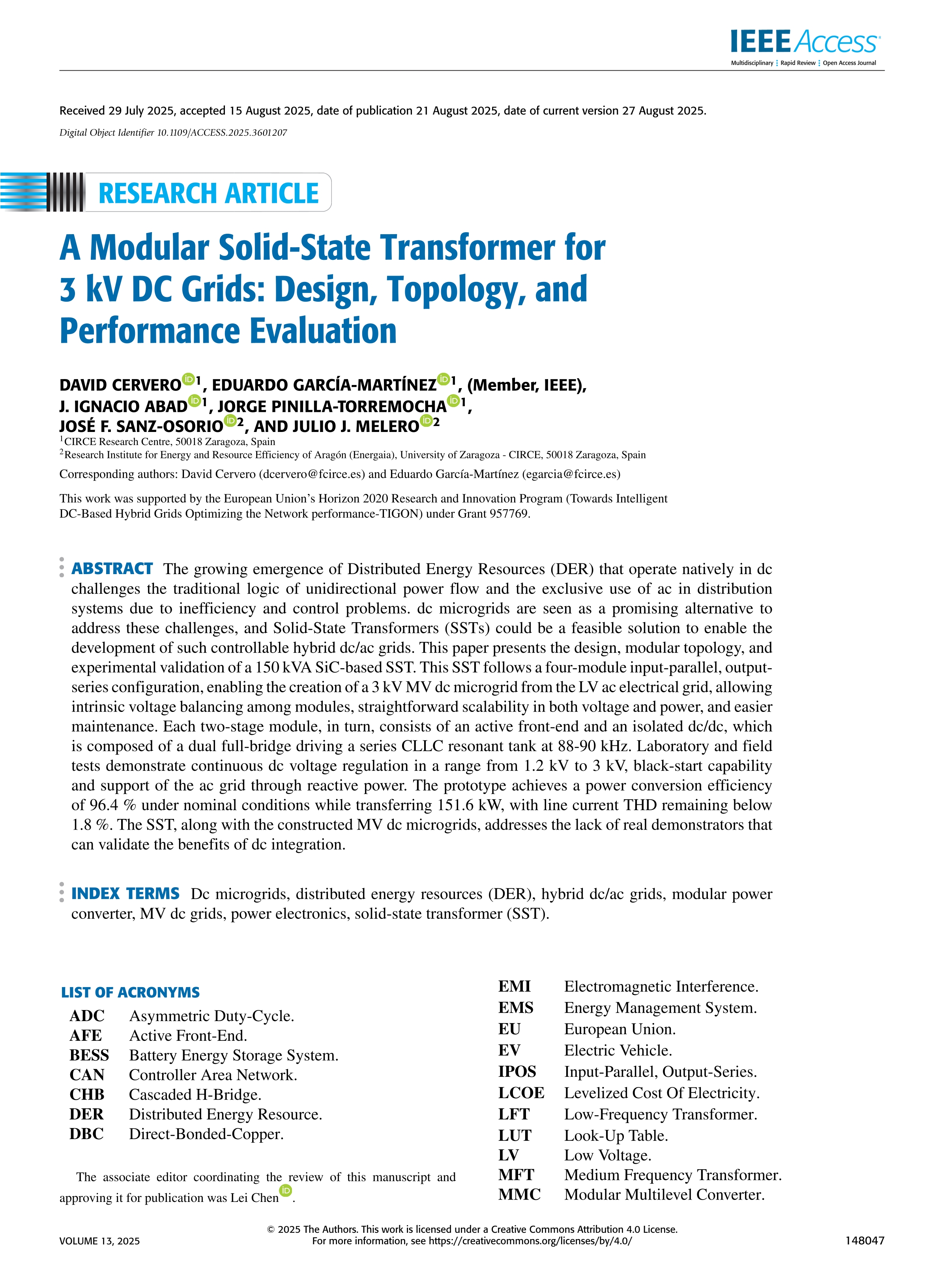 A Modular Solid-State Transformer for 3 kV DC Grids: Design, Topology, and Performance Evaluation