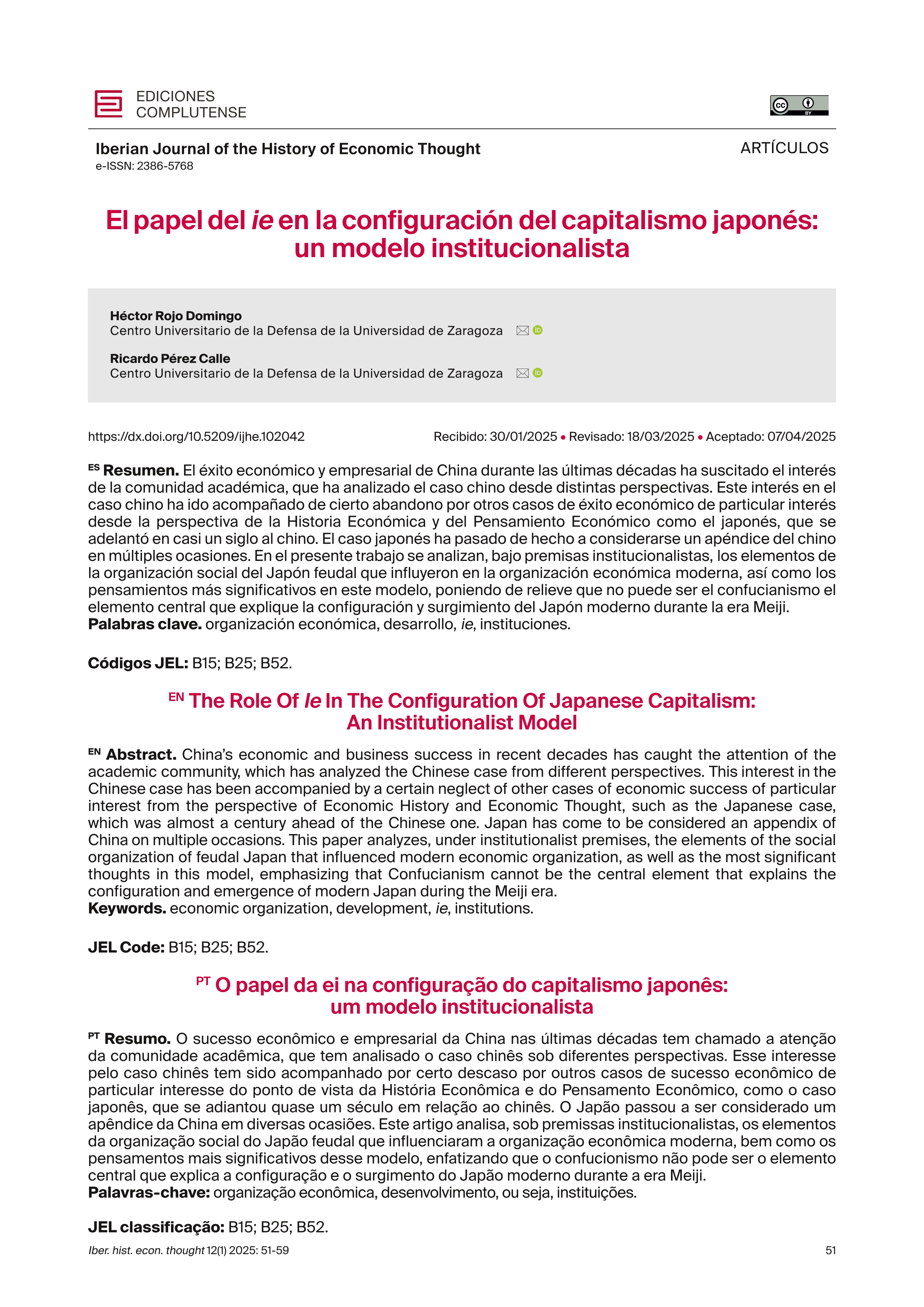 El papel del ie en la configuración del capitalismo japonés: un modelo institucionalista