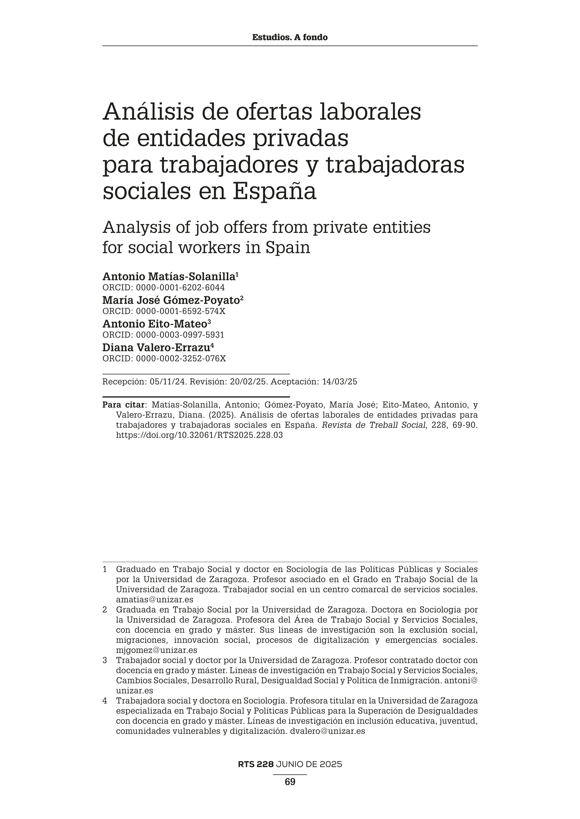 Análisis de ofertas laborales de entidades privadas para trabajadores y trabajadoras sociales en España