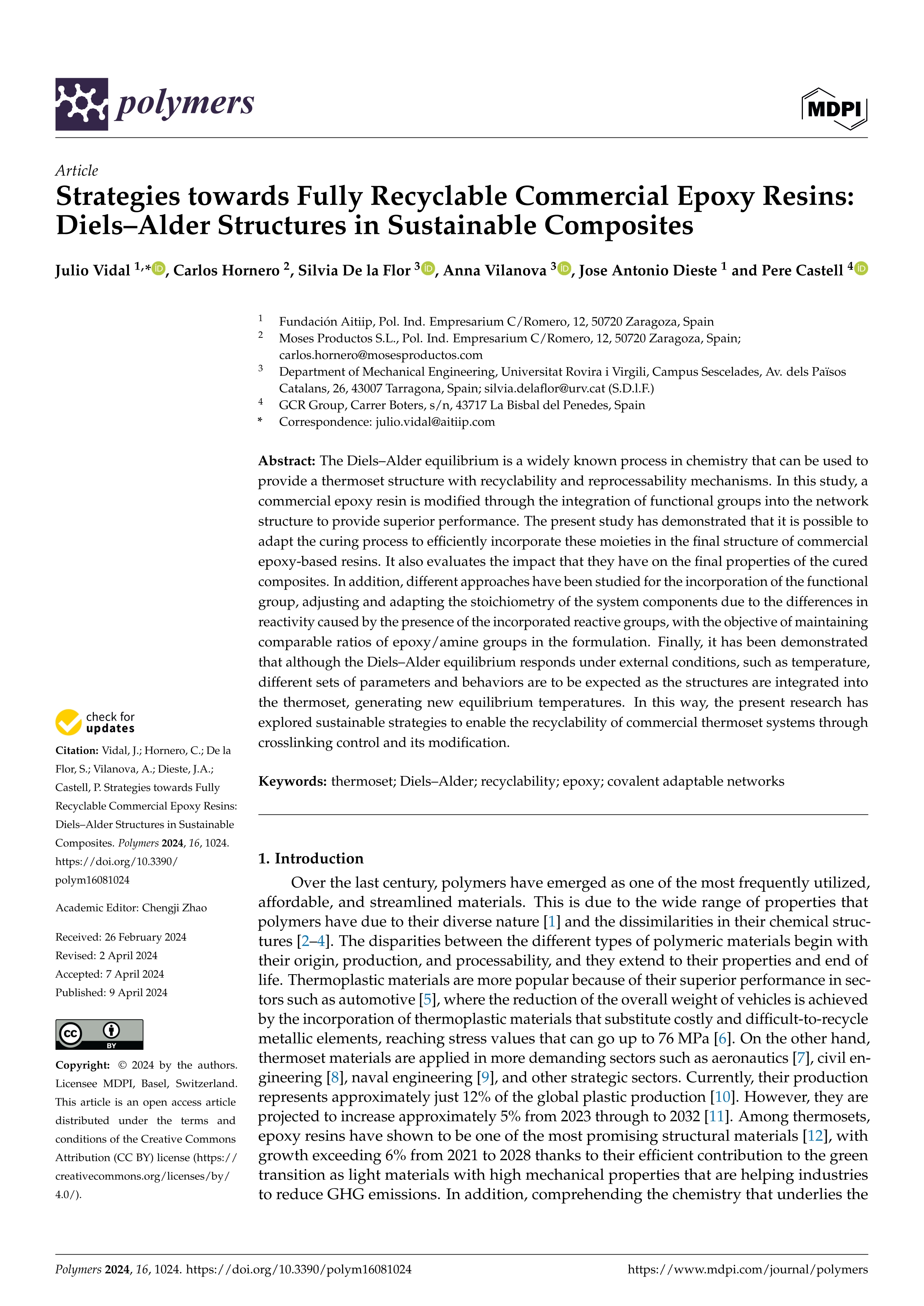 Strategies towards Fully Recyclable Commercial Epoxy Resins: Diels–Alder Structures in Sustainable Composites
