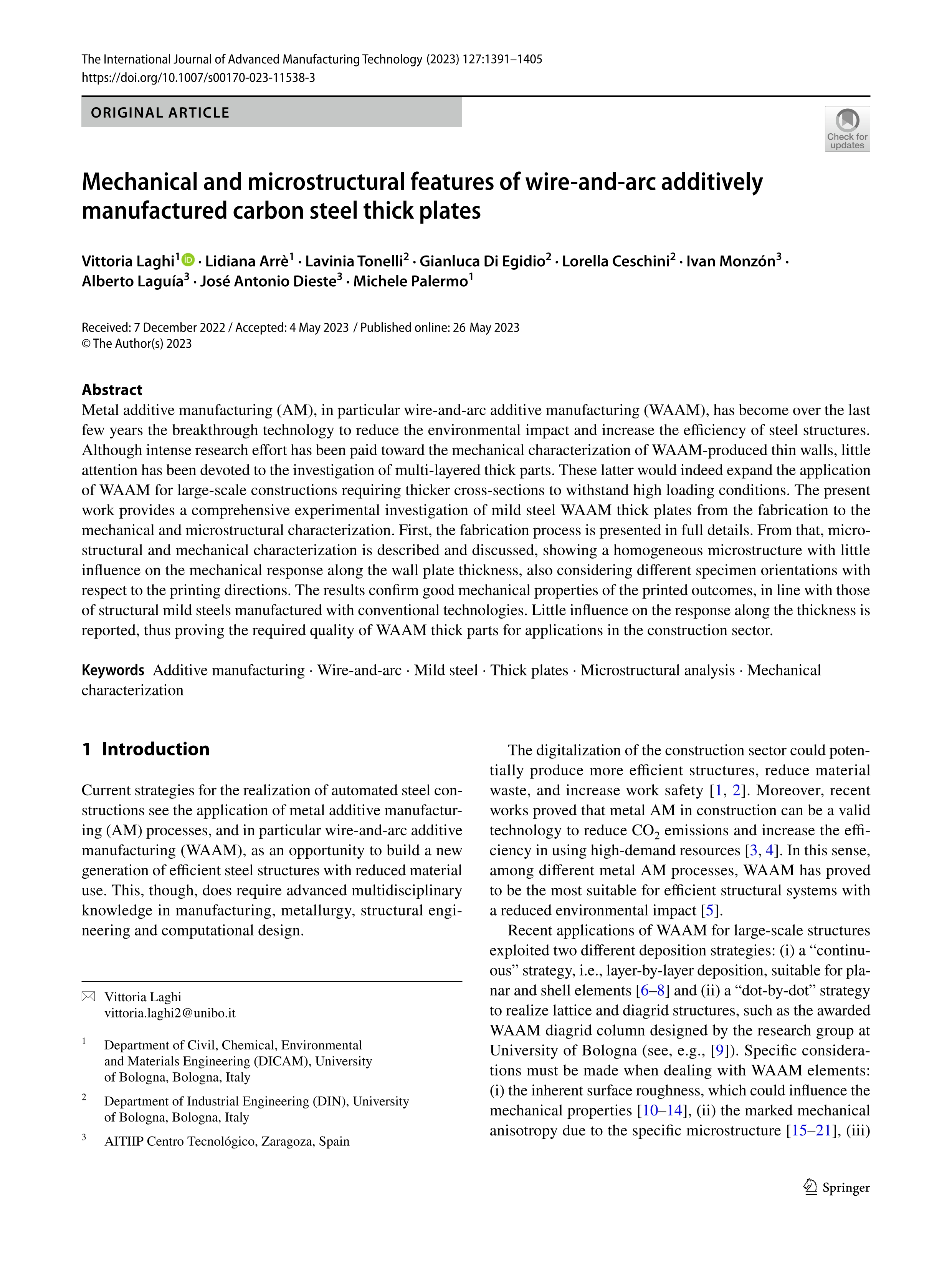 Mechanical and microstructural features of wire-and-arc additively manufactured carbon steel thick plates