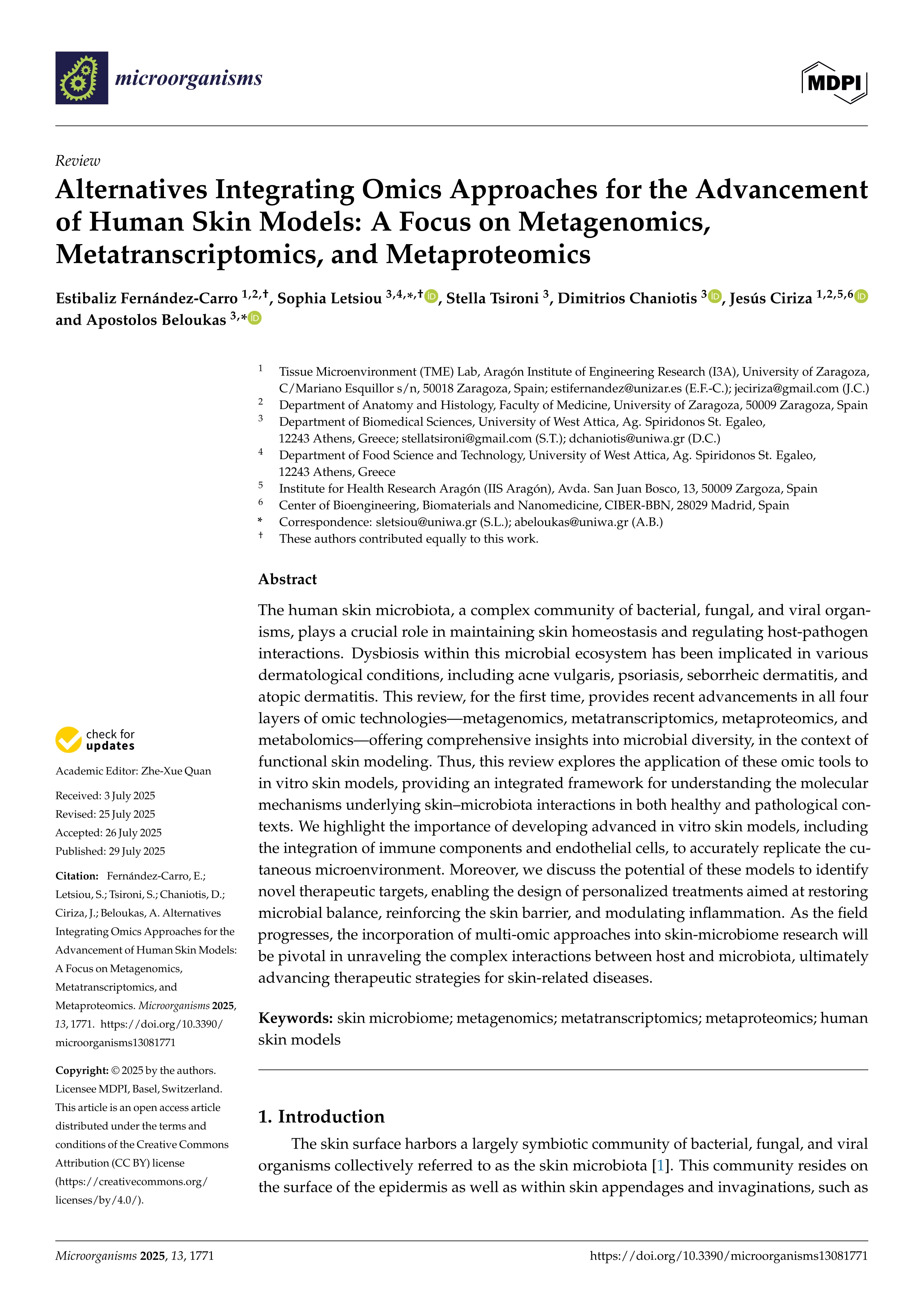 Alternatives Integrating Omics Approaches for the Advancement of Human Skin Models: A Focus on Metagenomics, Metatranscriptomics, and Metaproteomics
