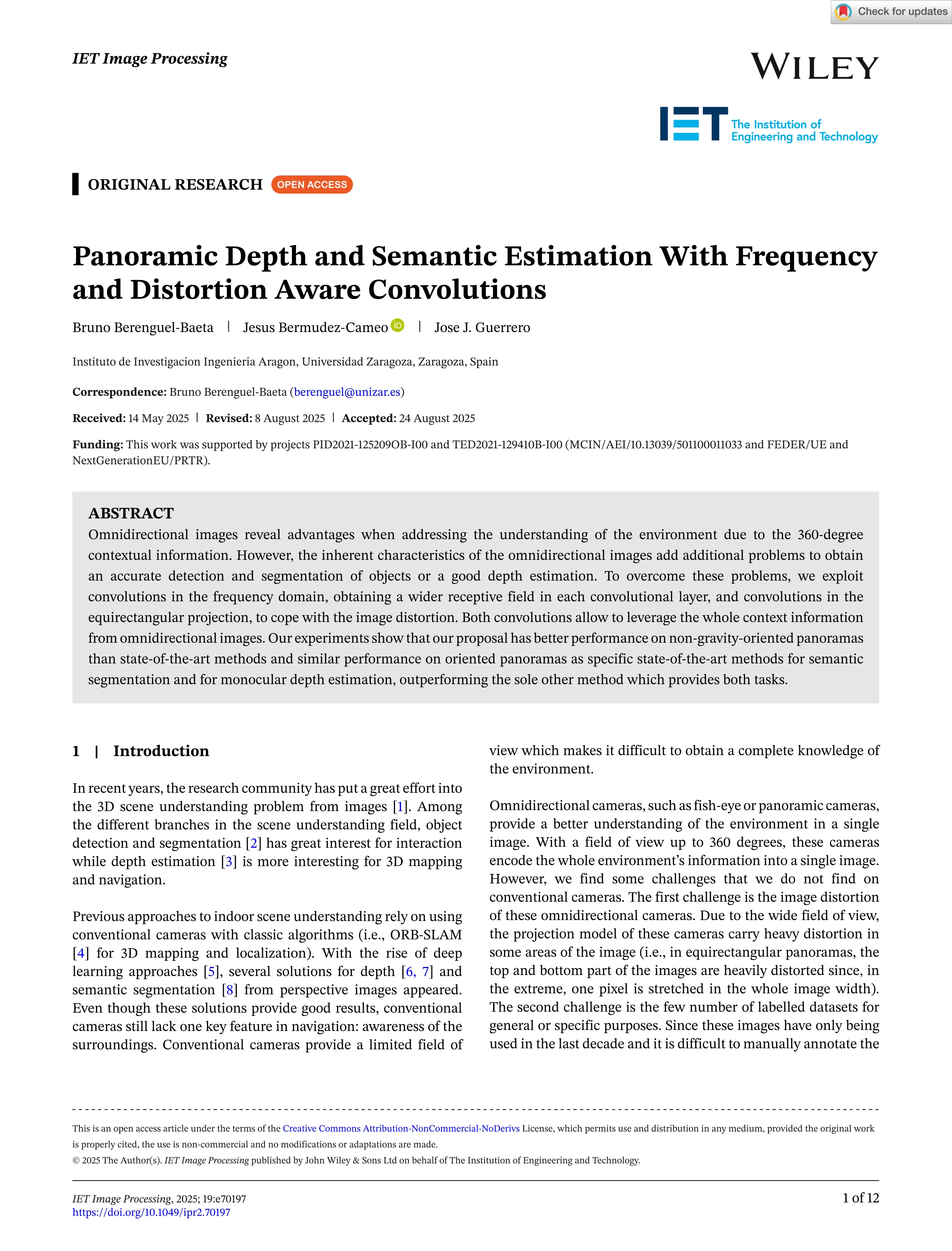 Panoramic Depth and Semantic Estimation With Frequency and Distortion Aware Convolutions