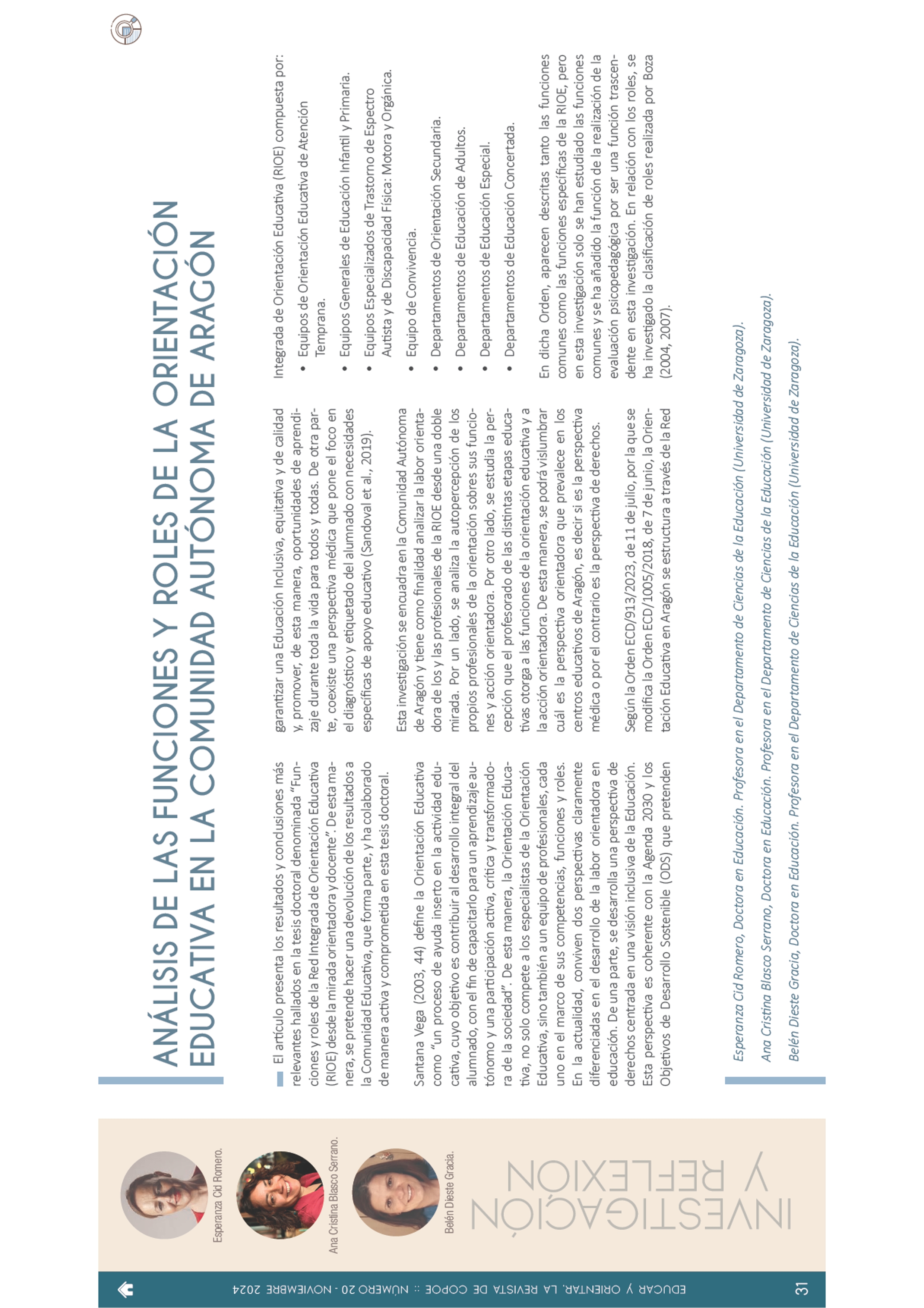 Análisis de las funciones y roles de la Orientación Educativa en la comunidad autónoma de Aragón