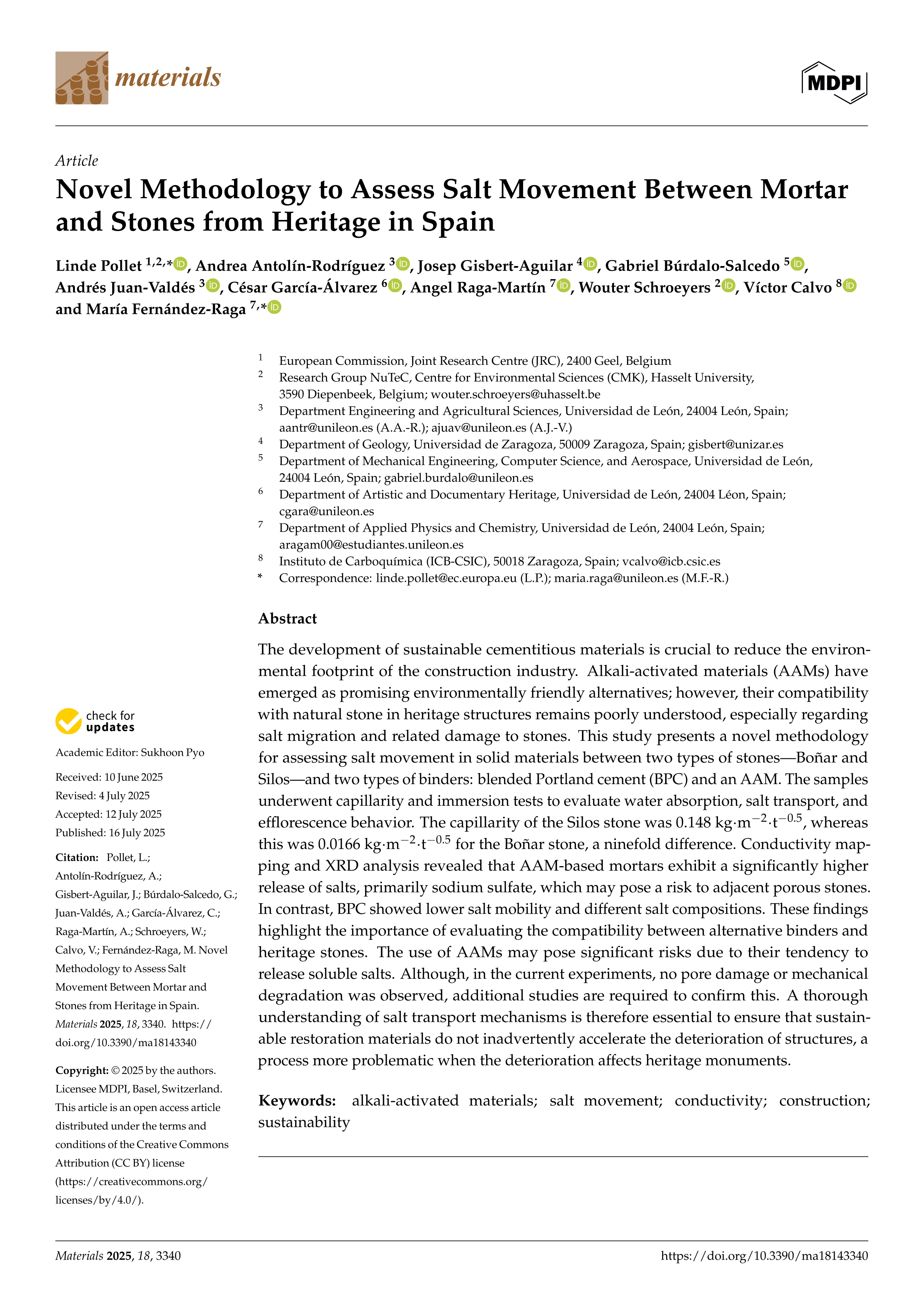 Novel Methodology to Assess Salt Movement Between Mortar and Stones from Heritage in Spain