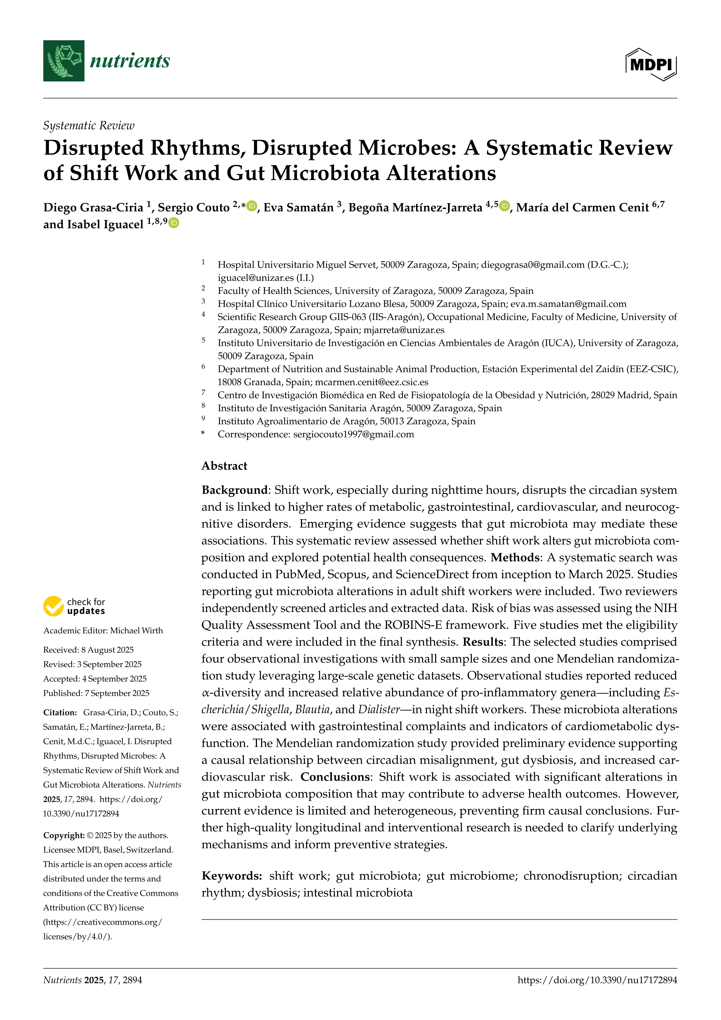 Disrupted Rhythms, Disrupted Microbes: A Systematic Review of Shift Work and Gut Microbiota Alterations