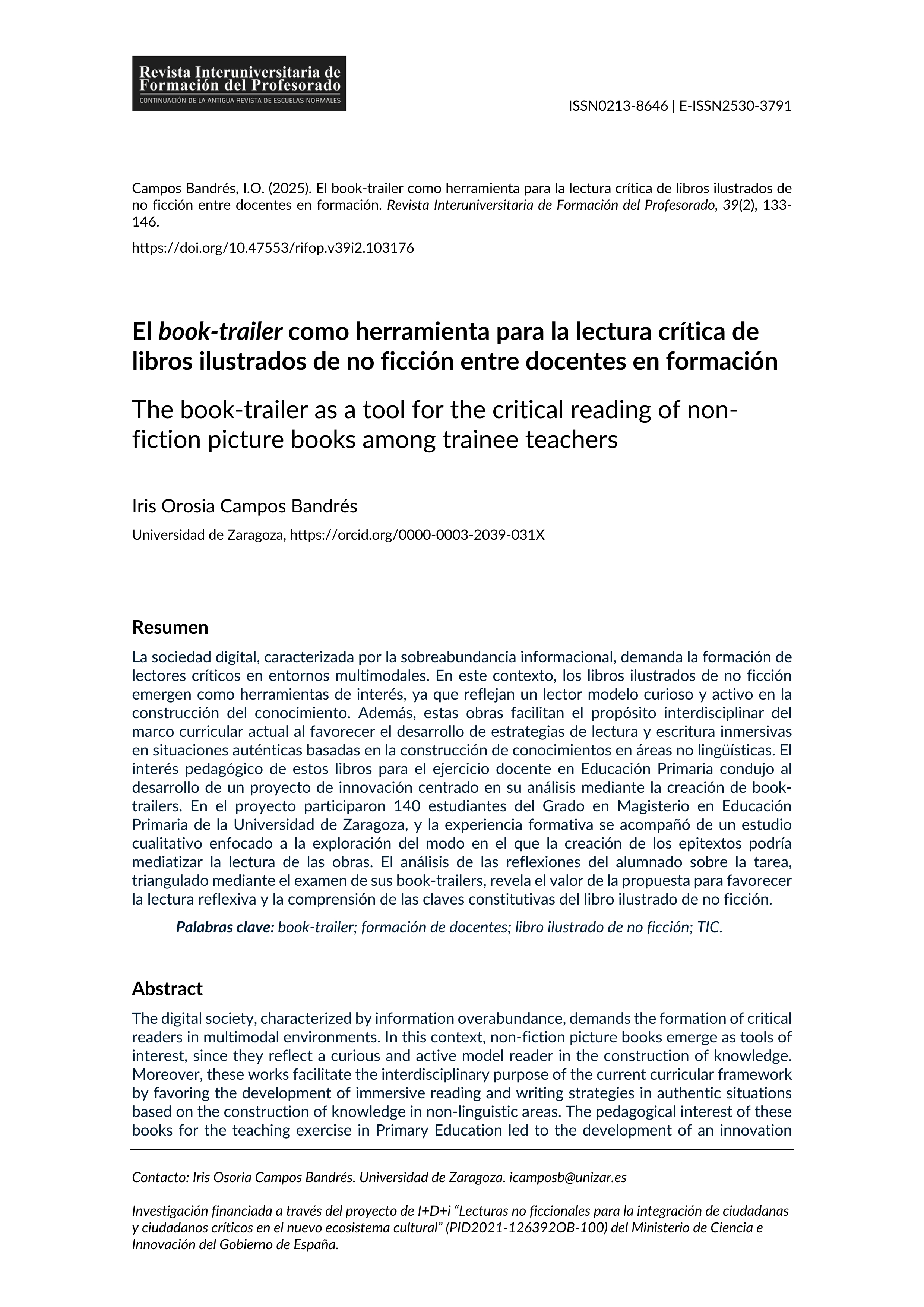 El book-trailer como herramienta para la lectura crítica de libros ilustrados de no ficción entre docentes en formación