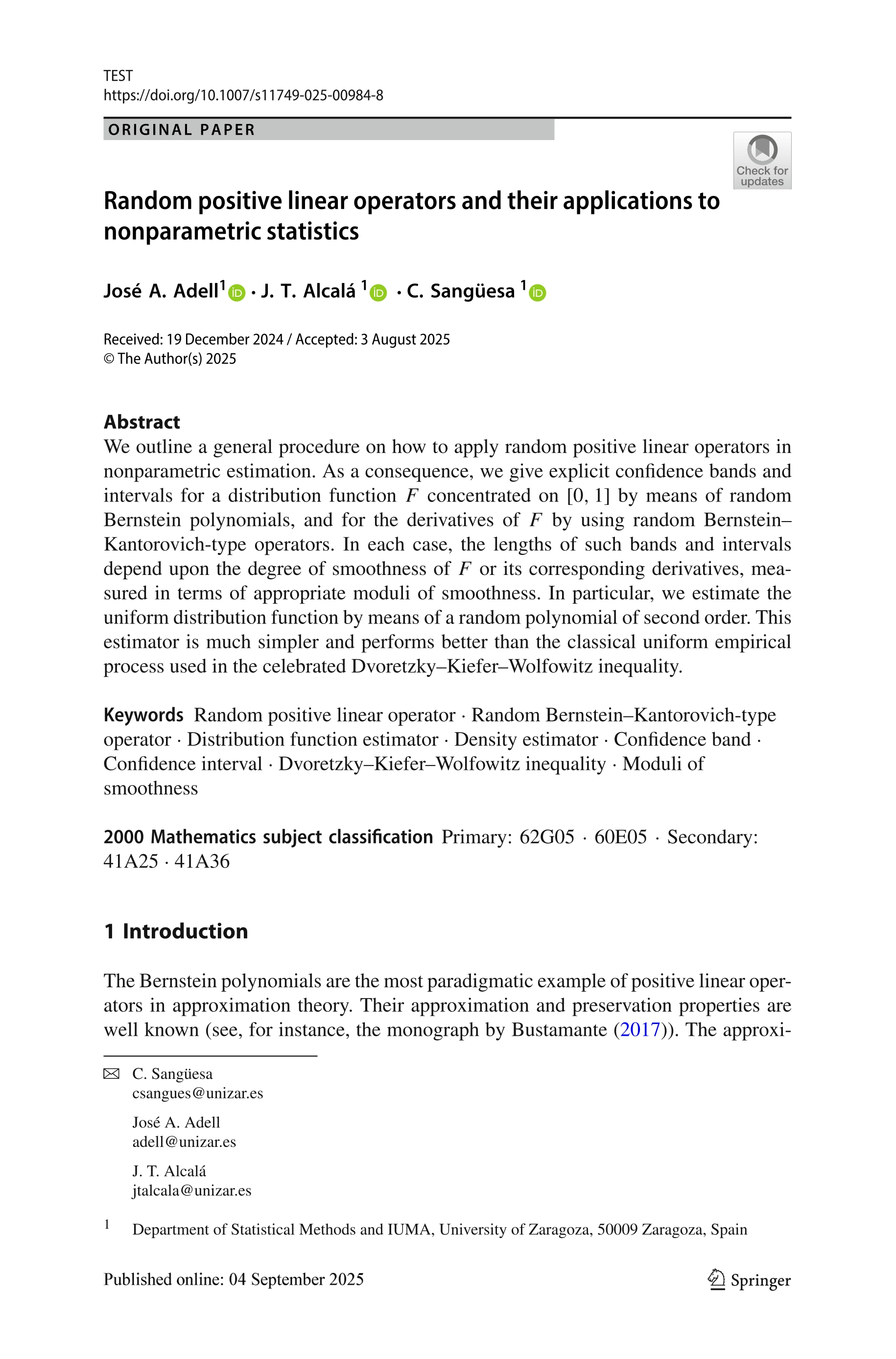 Random positive linear operators and their applications to nonparametric statistics