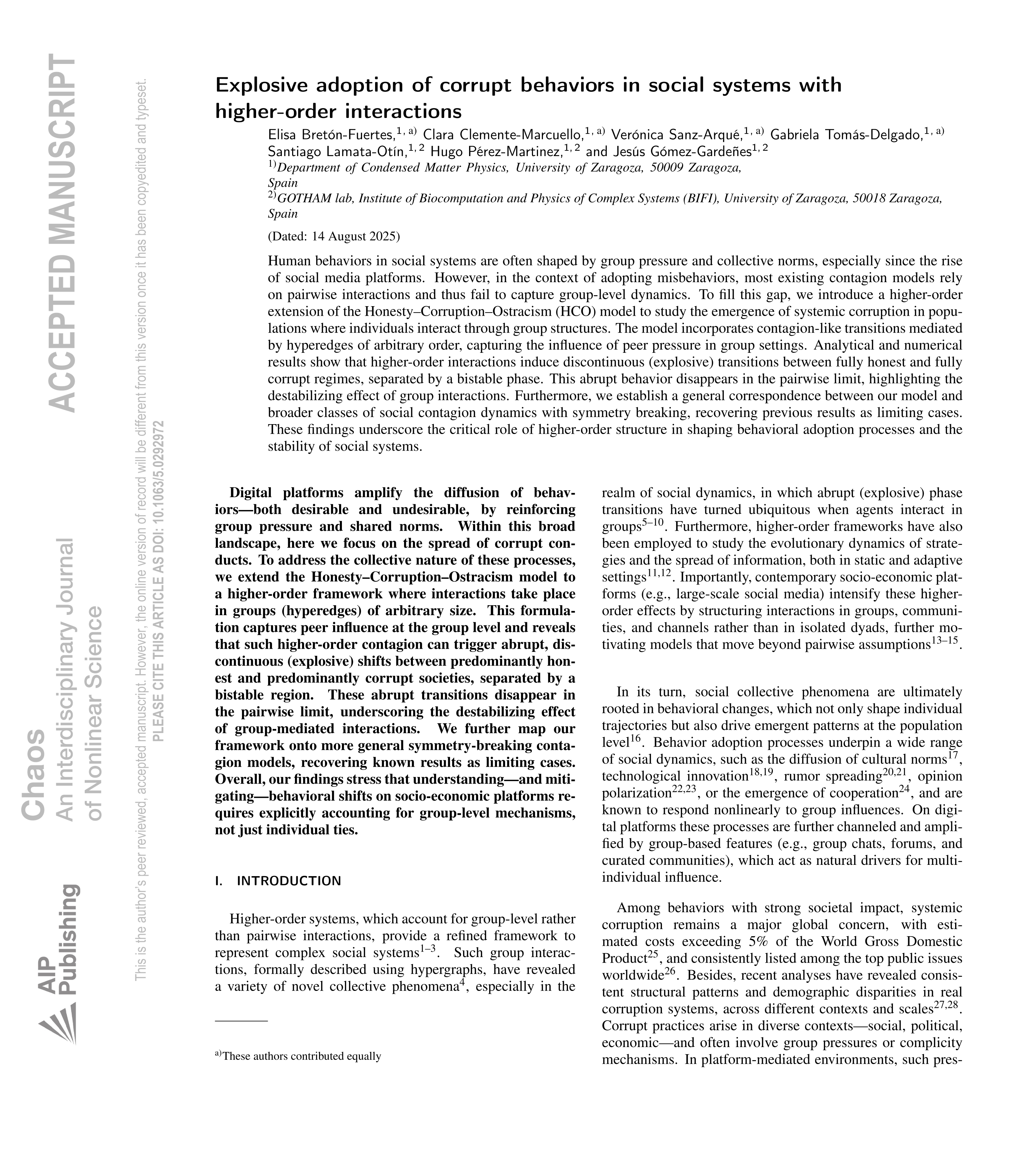 Explosive adoption of corrupt behaviors in social systems with higher-order interactions