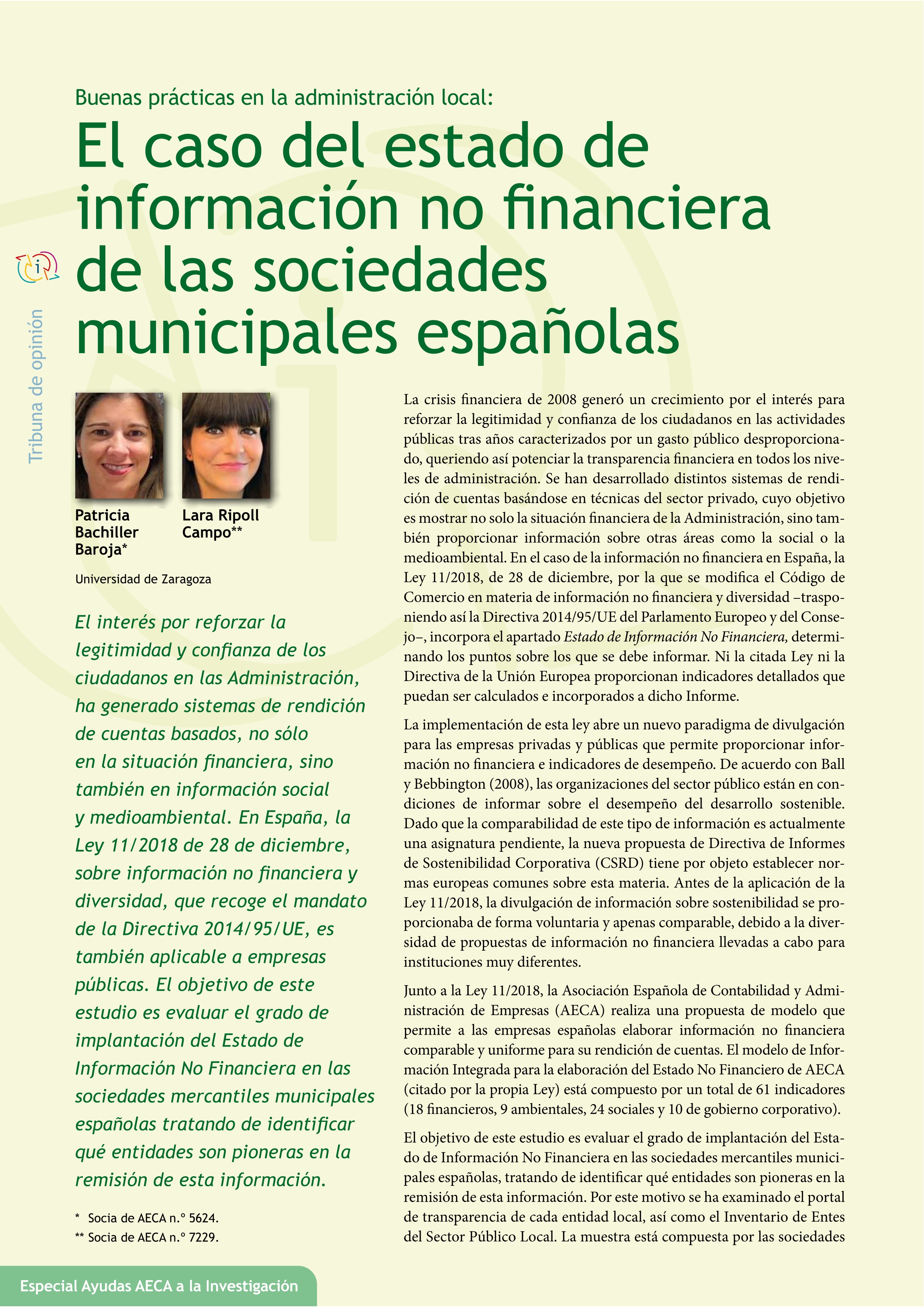 El caso del estado de información no financiera de las sociedades municipales españolas: buenas prácticas en la administración local