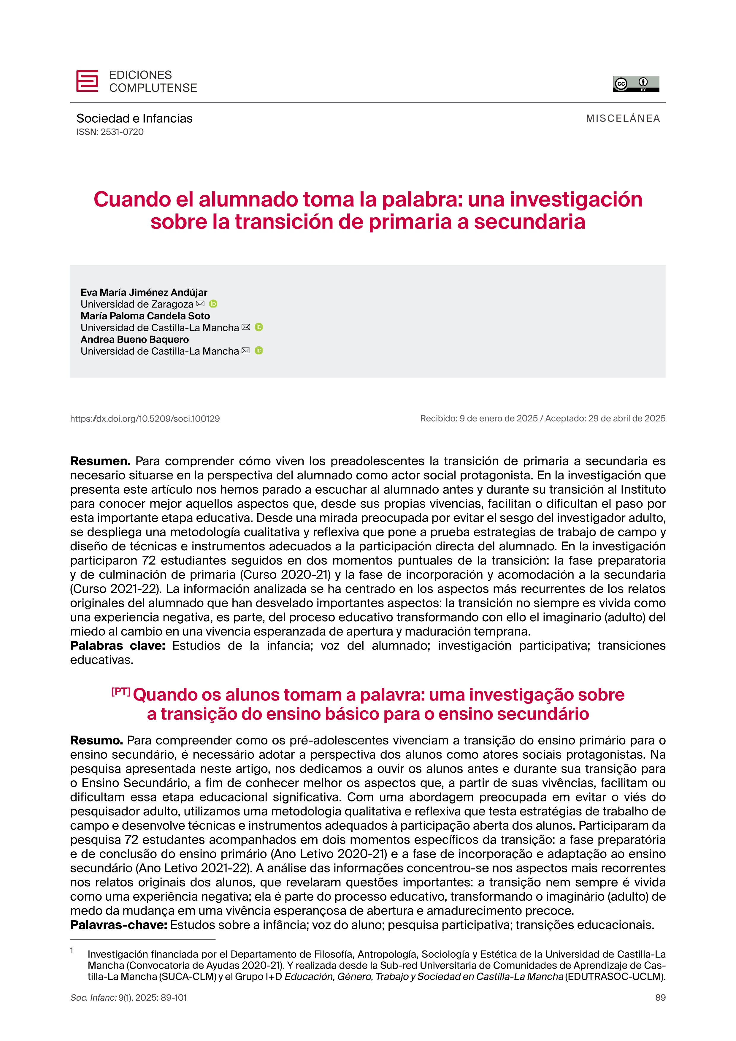 Cuando el alumnado toma la palabra: lo que aprendimos investigando la transición de primaria a secundaria