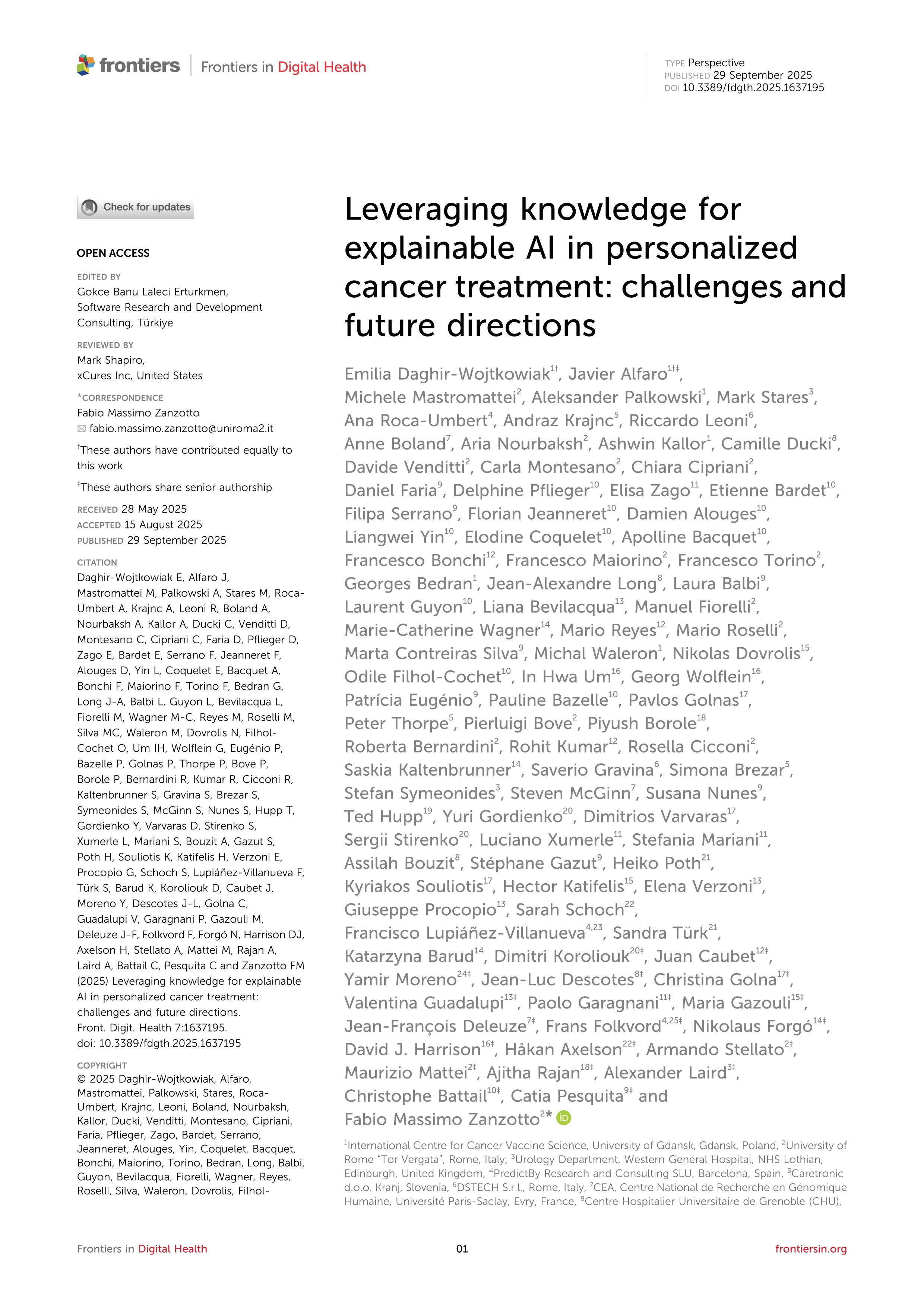Leveraging knowledge for explainable AI in personalized cancer treatment: challenges and future directions