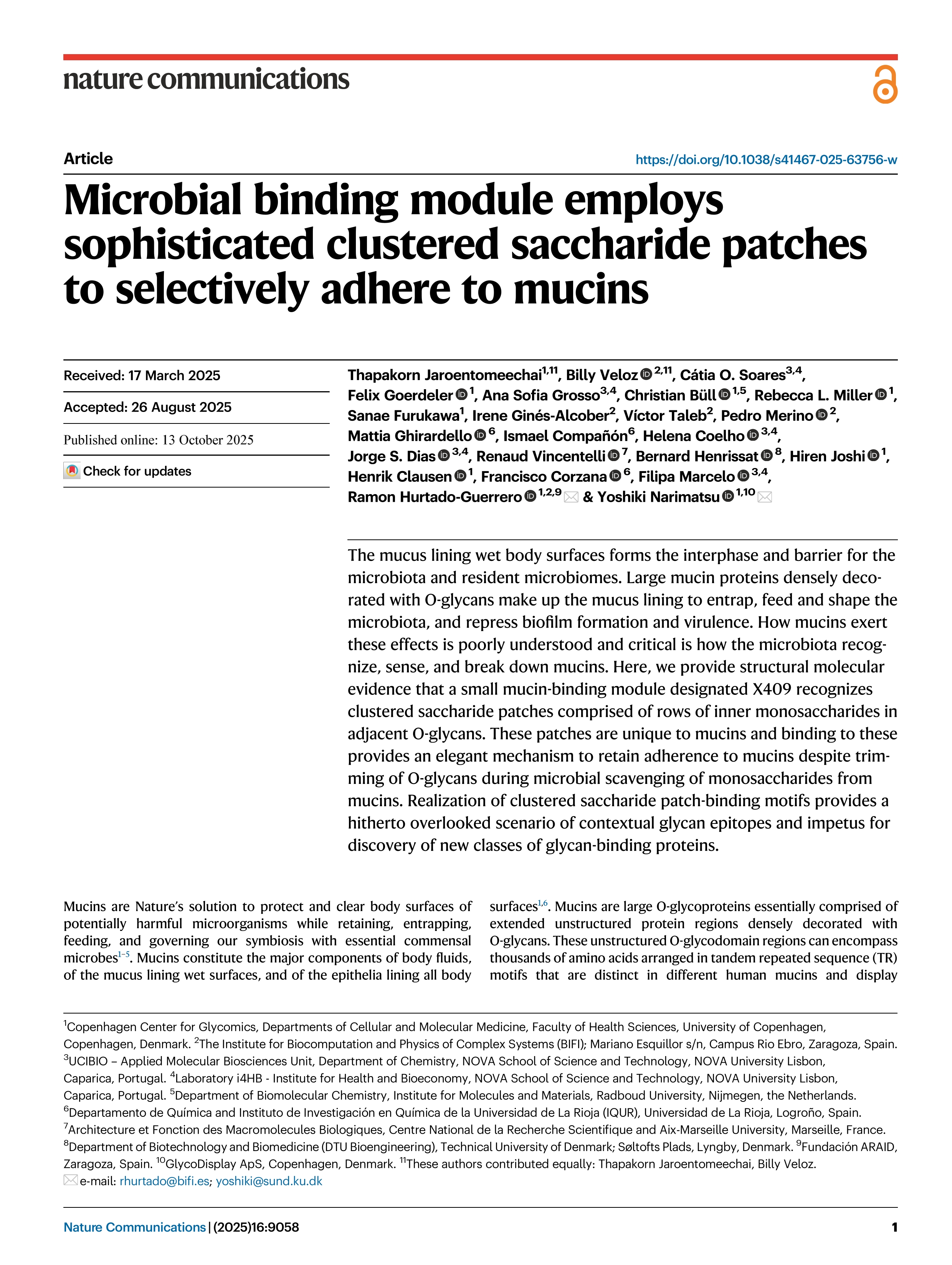 Microbial binding module employs sophisticated clustered saccharide patches to selectively adhere to mucins