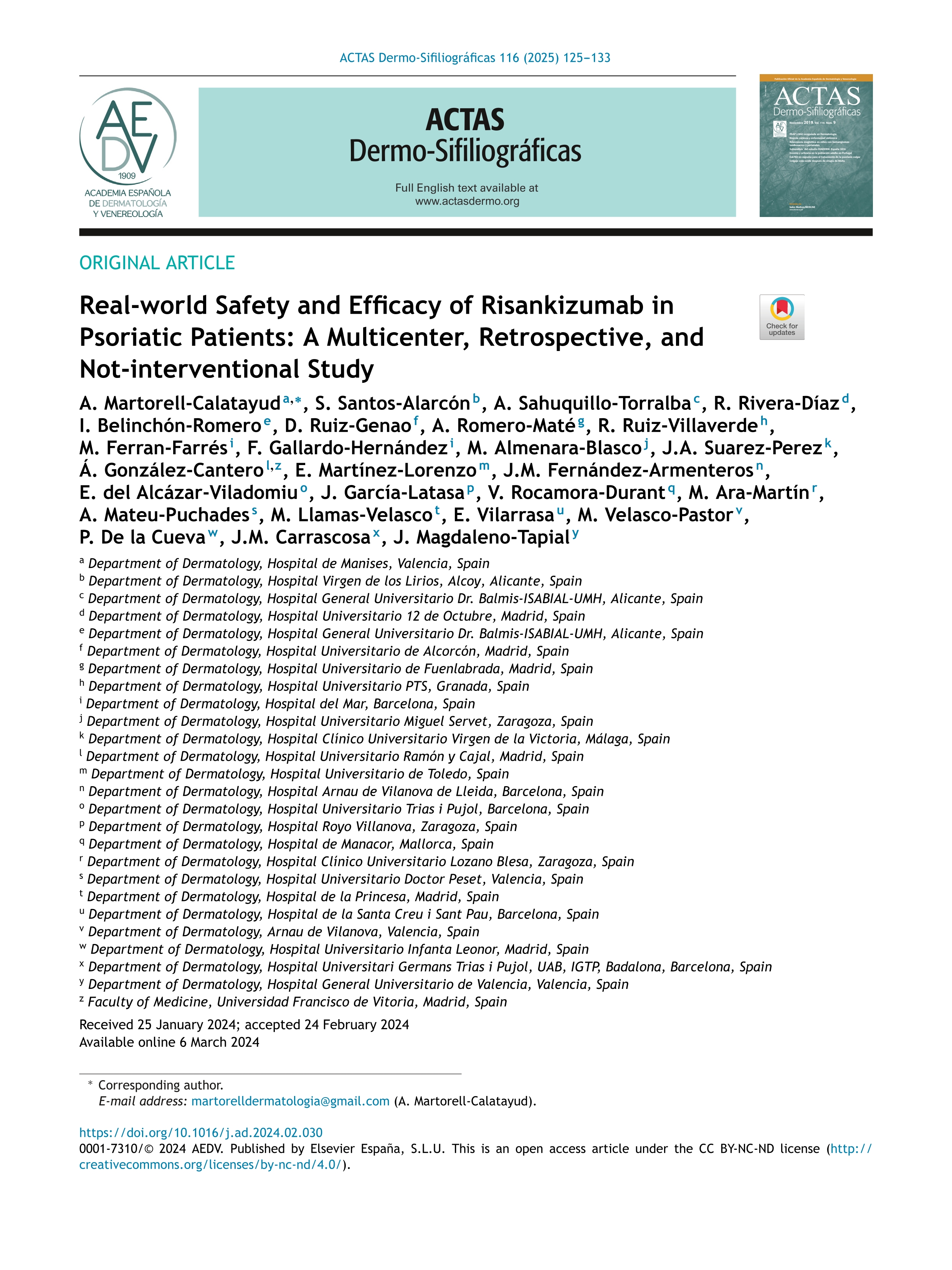 Real-world Safety and Efficacy of Risankizumab in Psoriatic Patients: A Multicenter, Retrospective, and Not-interventional Study