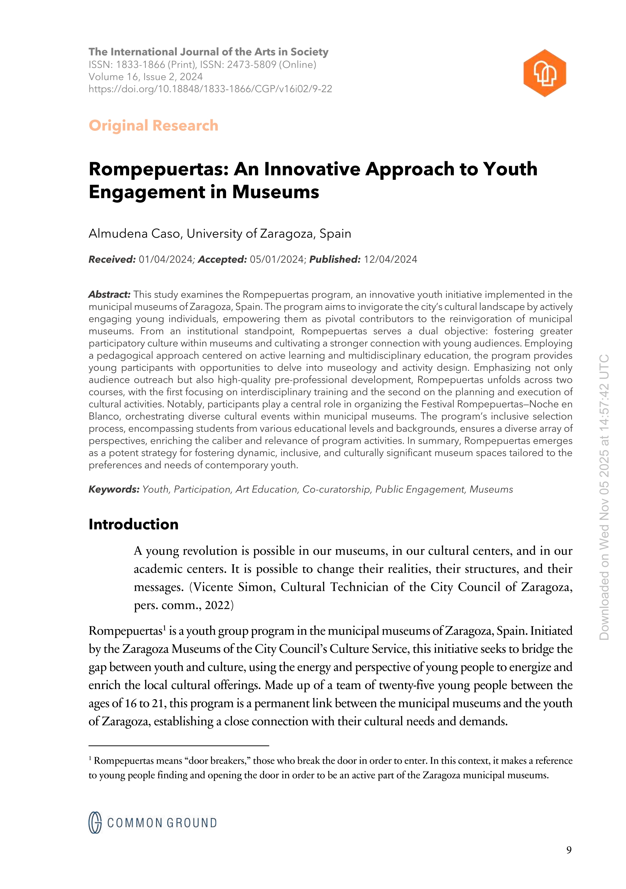Rompepuertas: An Innovative Approach to Youth Engagement in Museums