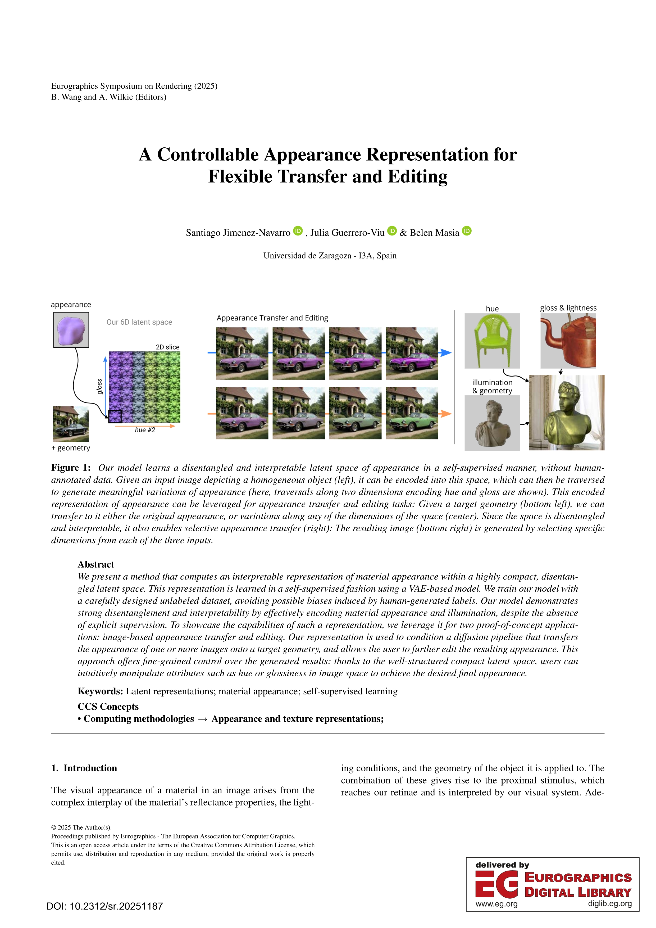 A Controllable Appearance Representation for Flexible Transfer and Editing