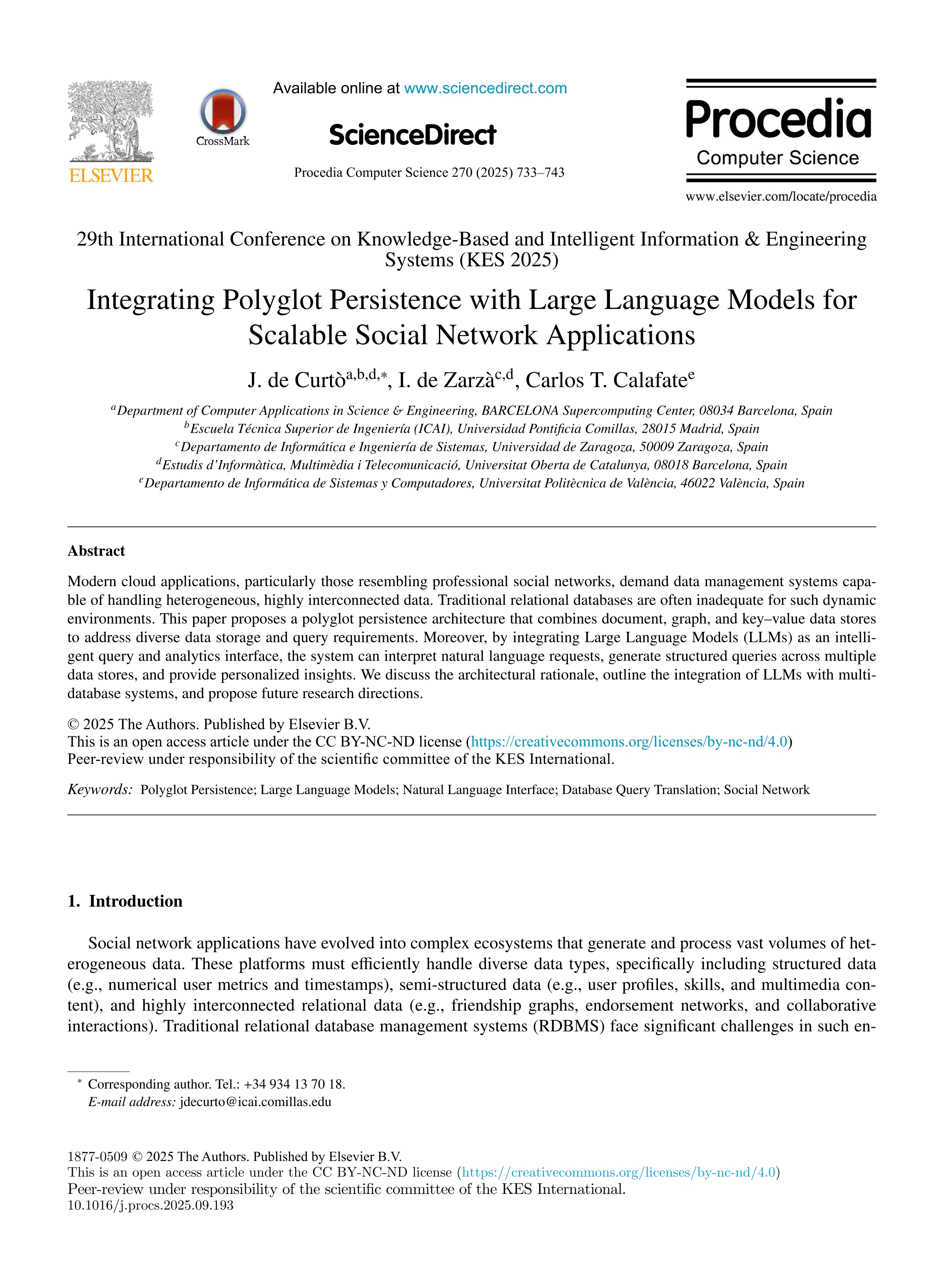 Integrating Polyglot Persistence with Large Language Models for Scalable Social Network Applications
