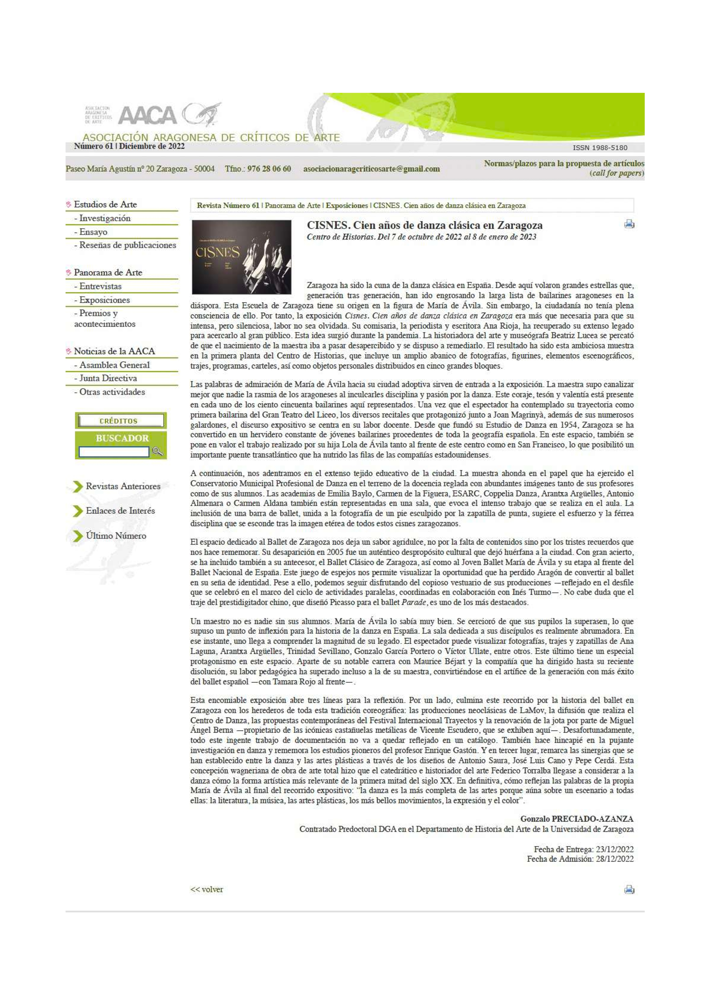 CISNES. Cien años de danza clásica en Zaragoza