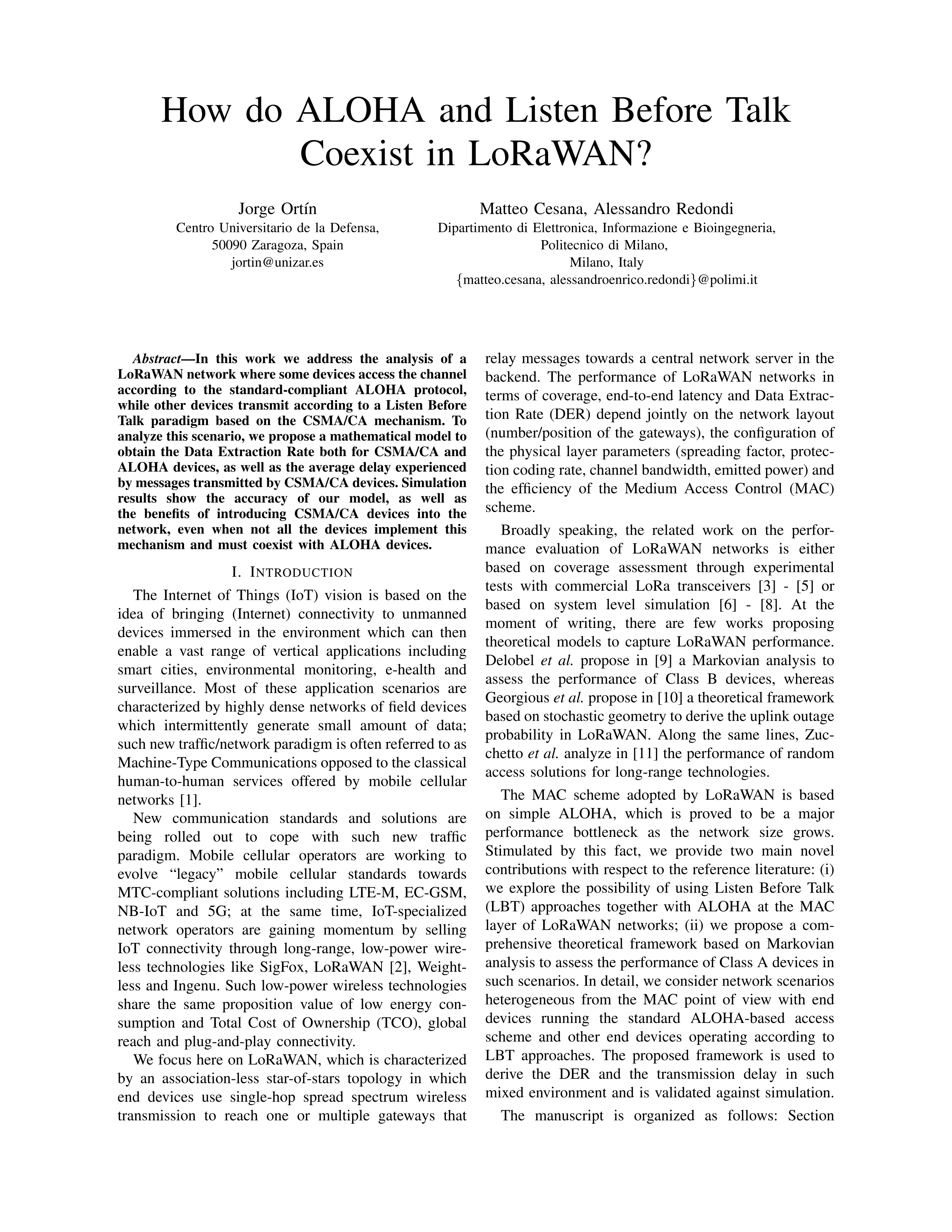 How do ALOHA and Listen before Talk Coexist in LoRaWAN?