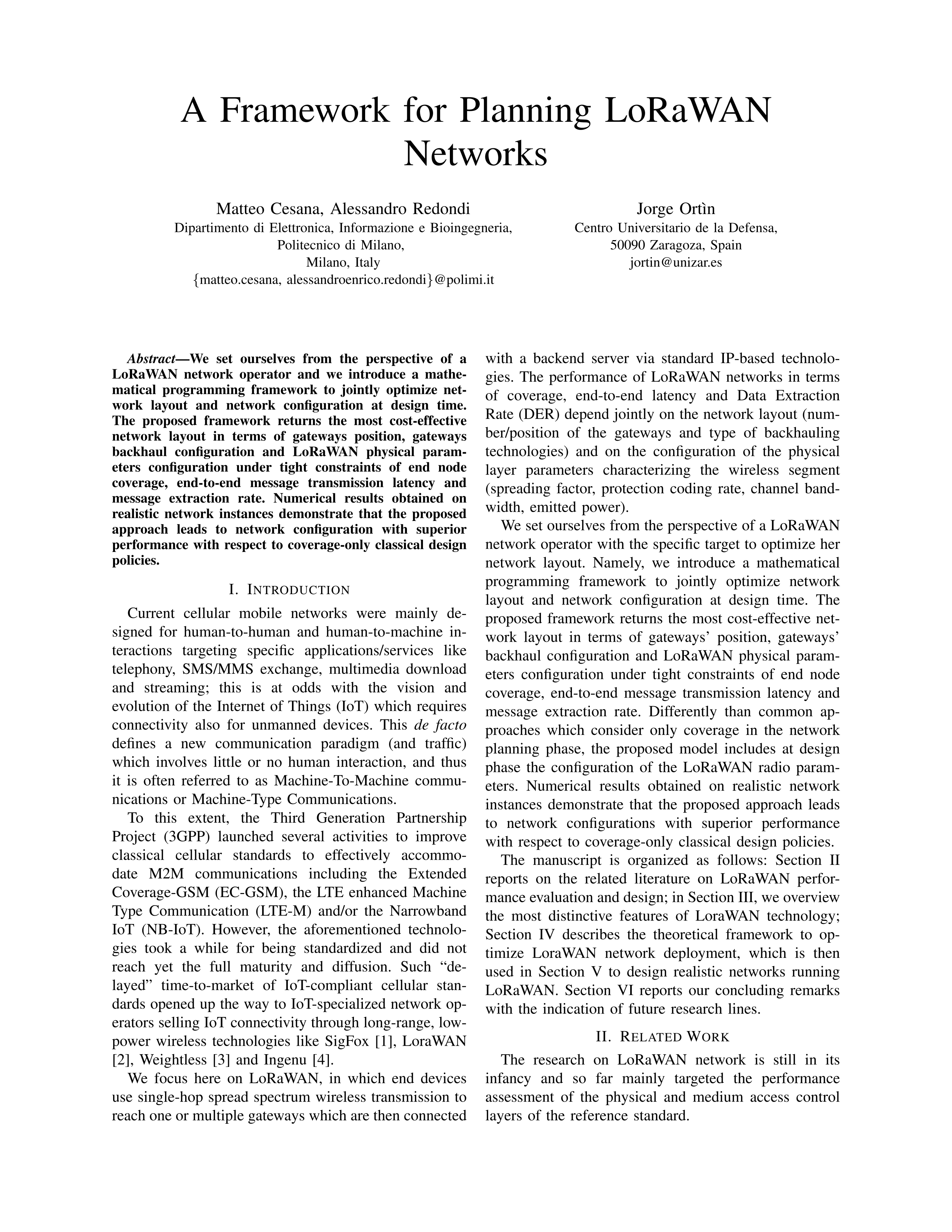A Framework for Planning LoRaWAN Networks