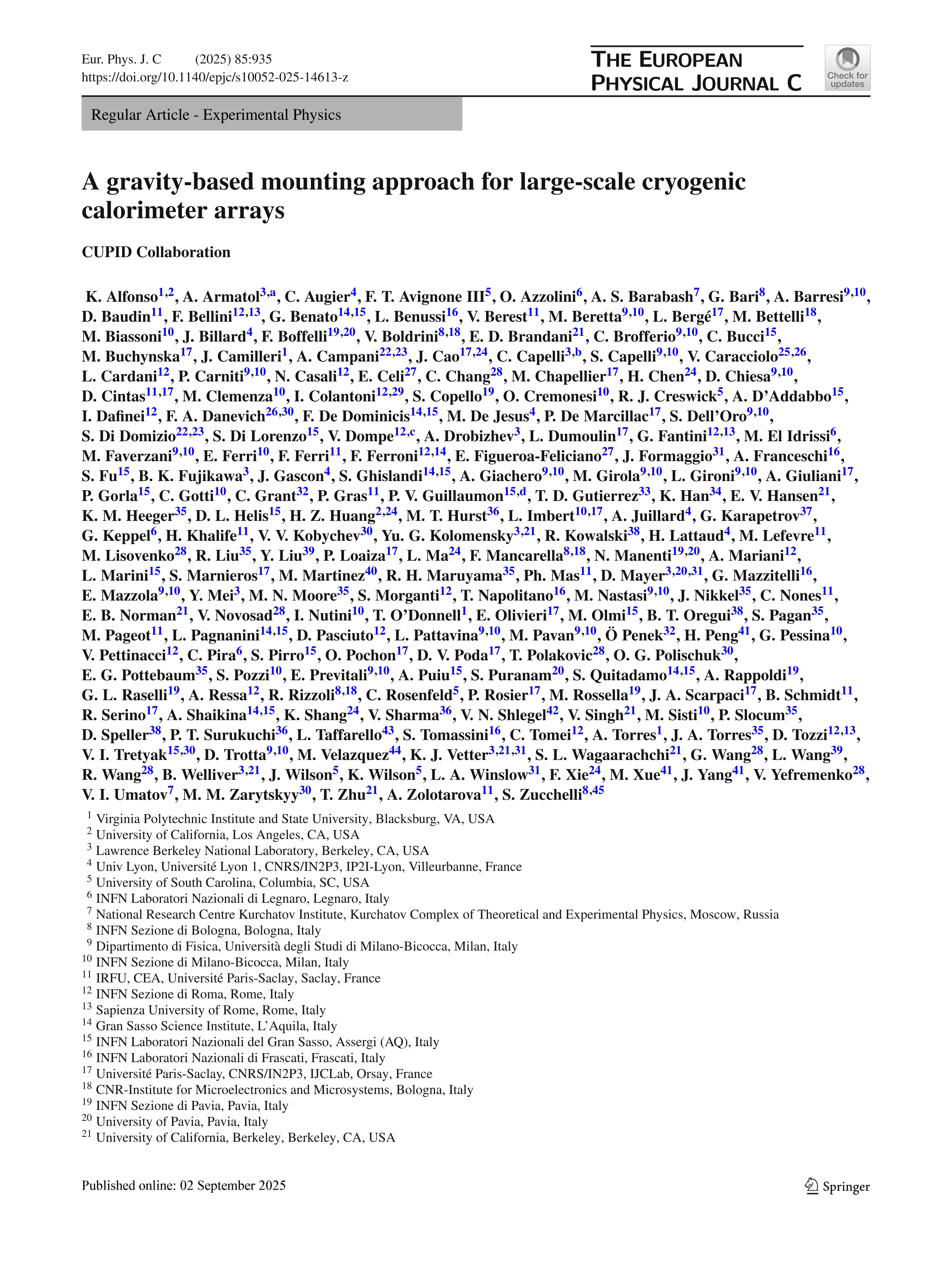 A gravity-based mounting approach for large-scale cryogenic calorimeter arrays