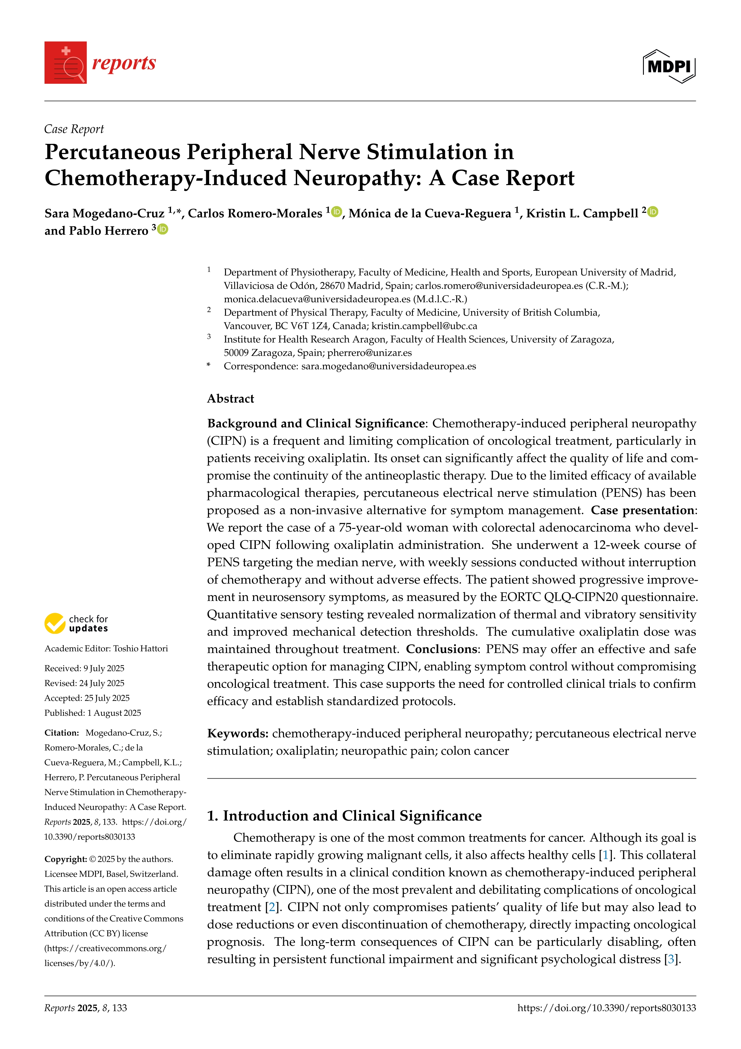 Percutaneous Peripheral Nerve Stimulation in Chemotherapy-Induced Neuropathy: A Case Report