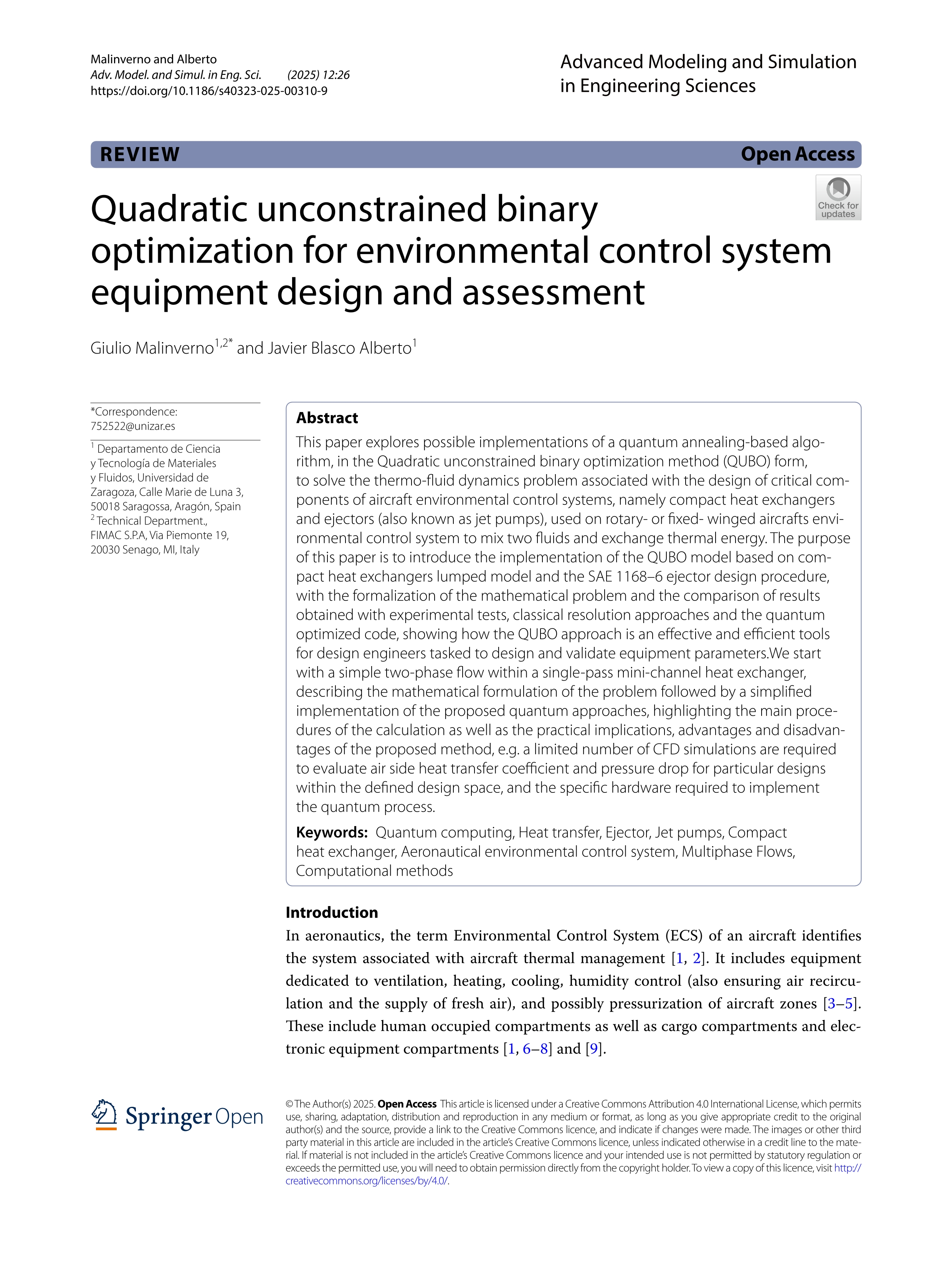 Quadratic unconstrained binary optimization for environmental control system equipment design and assessment