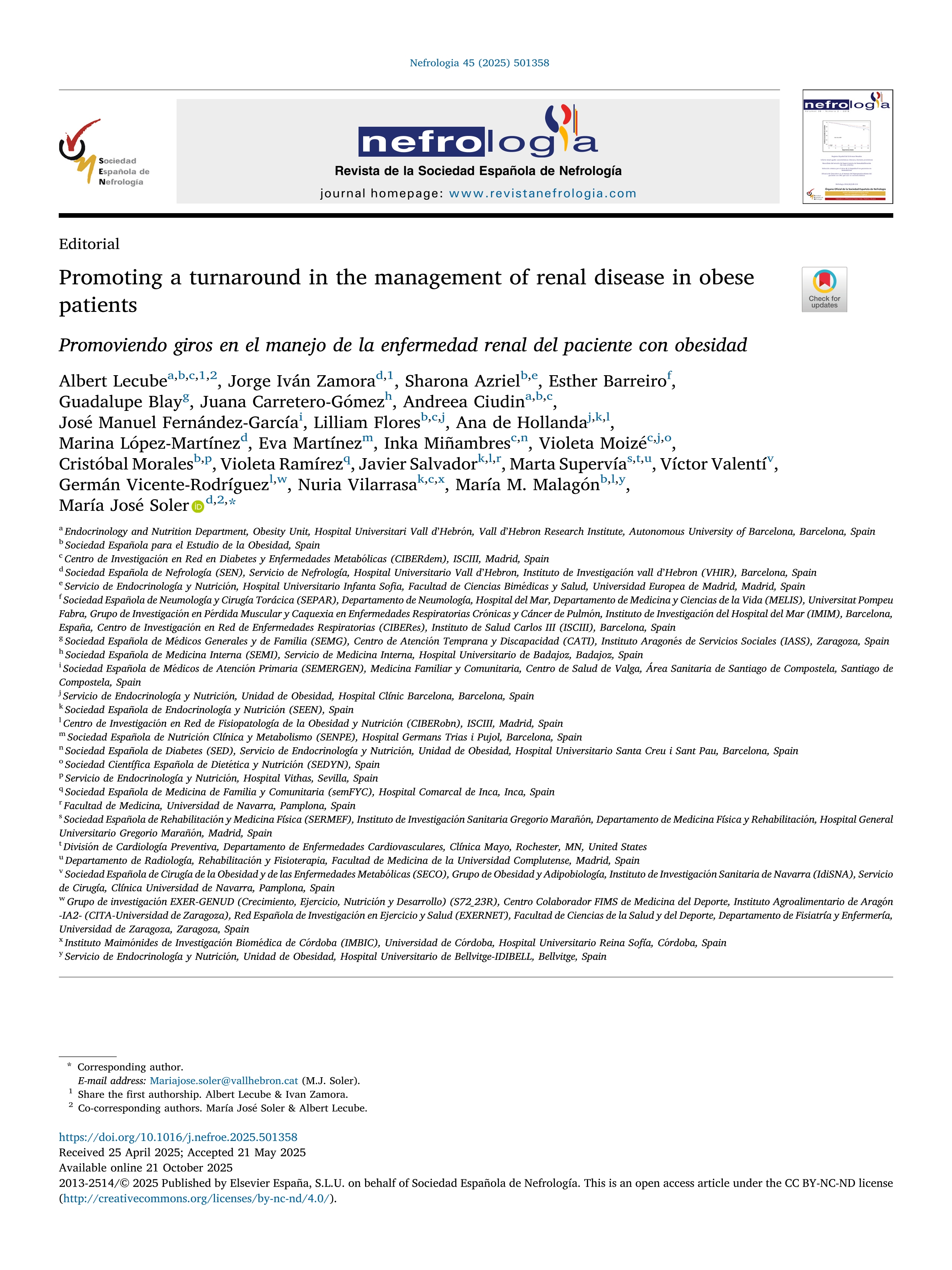 Promoting a turnaround in the management of renal disease in obese patients