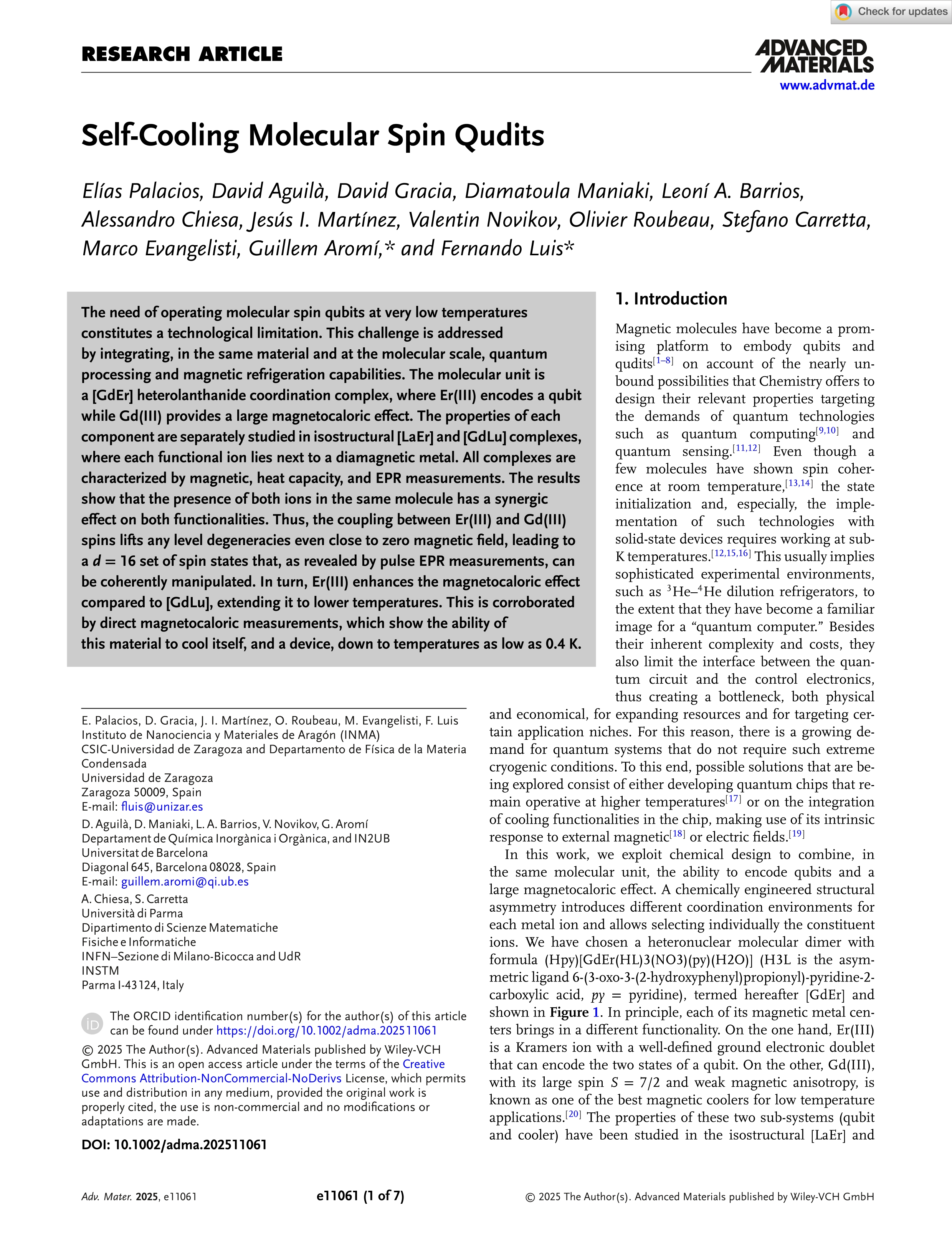 Self‐Cooling Molecular Spin Qudits