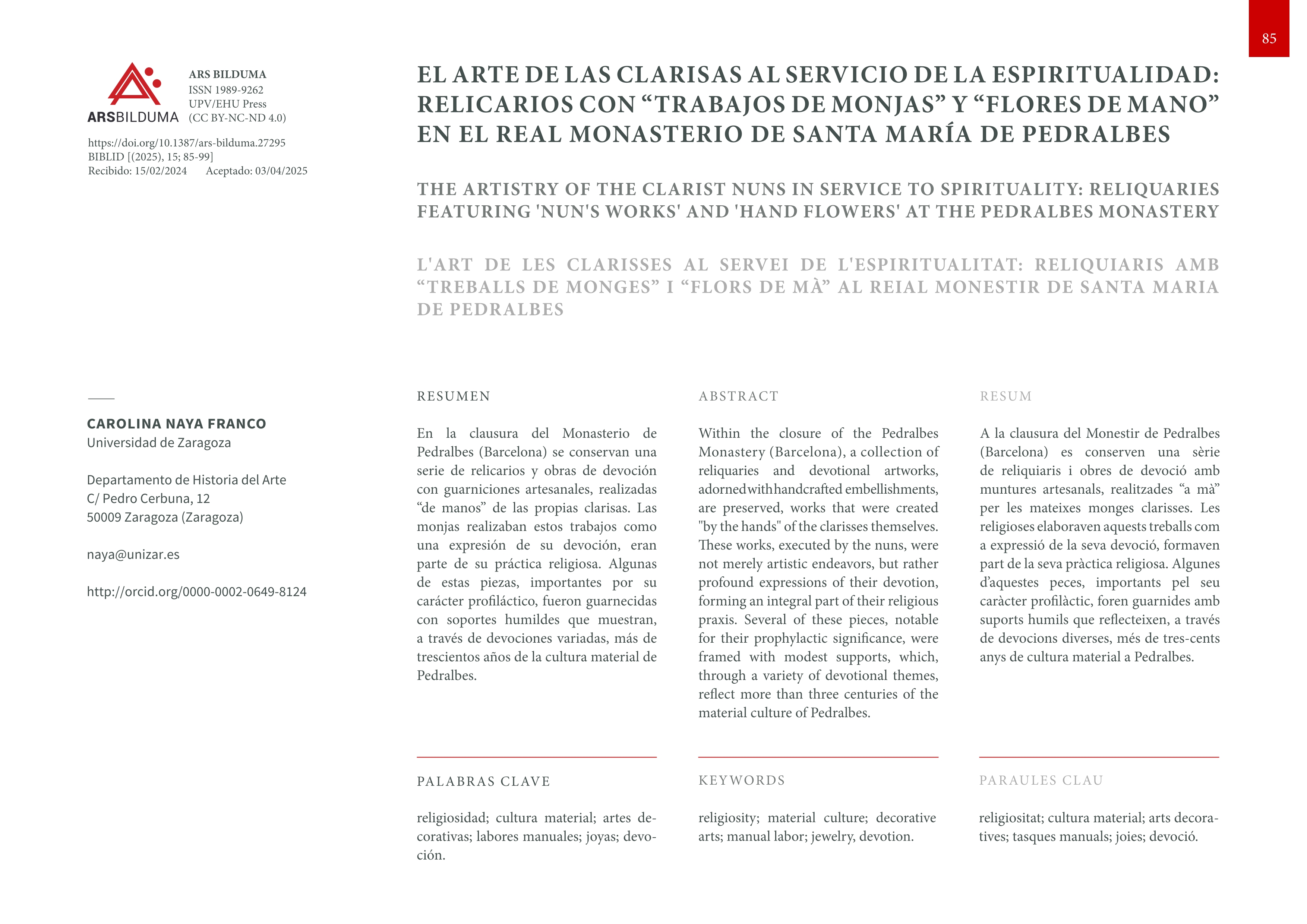 El arte de las clarisas al servicio de la espiritualidad