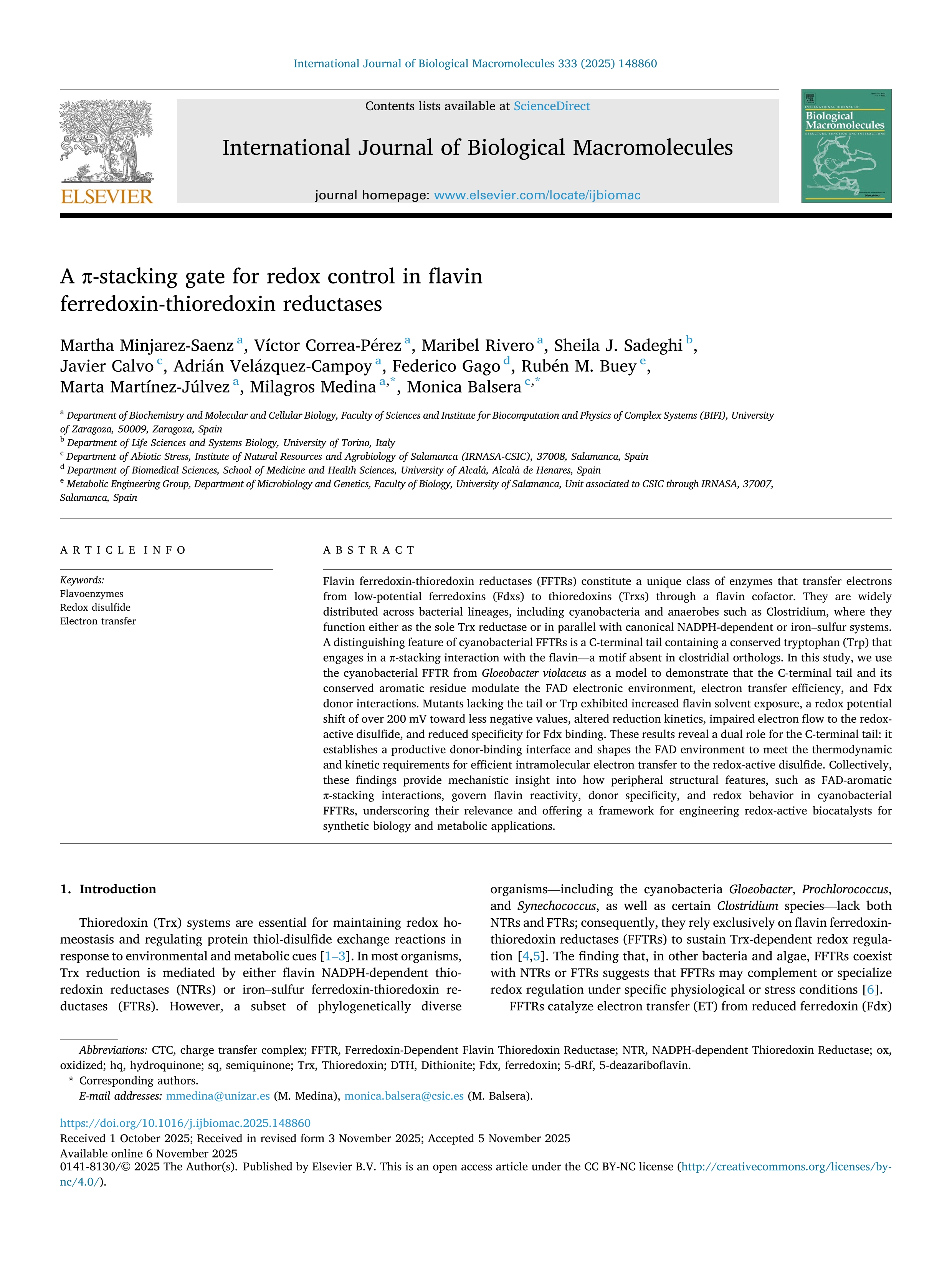 A π-stacking gate for redox control in flavin ferredoxin-thioredoxin reductases