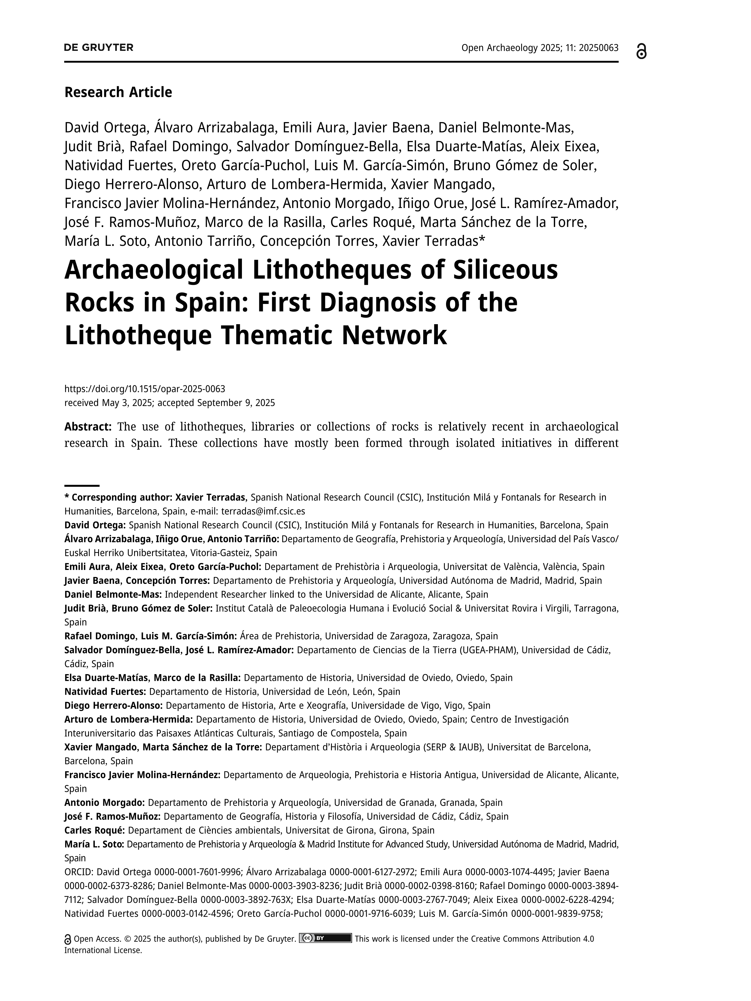 Archaeological Lithotheques of Siliceous Rocks in Spain: First Diagnosis of the Lithotheque Thematic Network