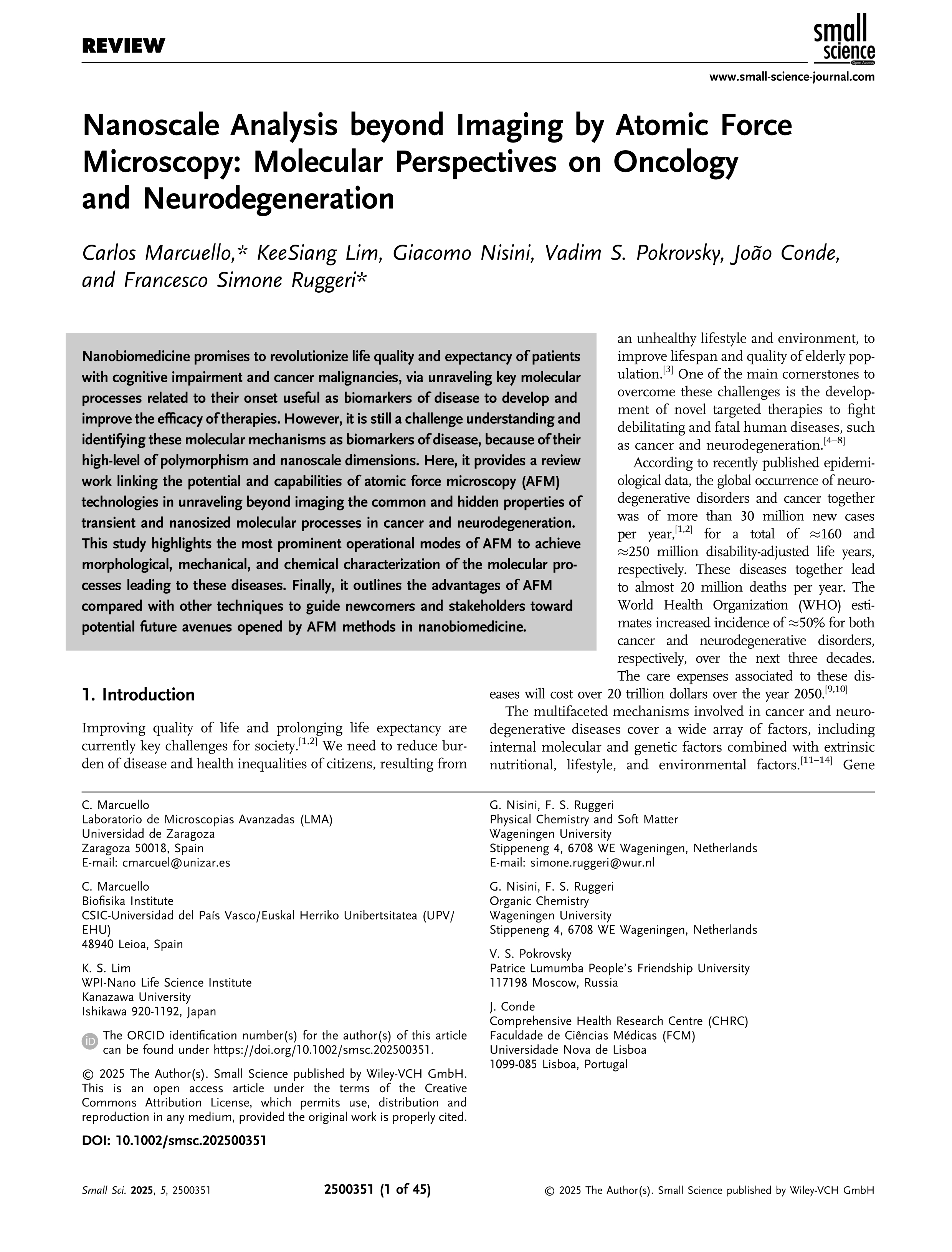 Nanoscale Analysis beyond Imaging by Atomic Force Microscopy: Molecular Perspectives on Oncology and Neurodegeneration