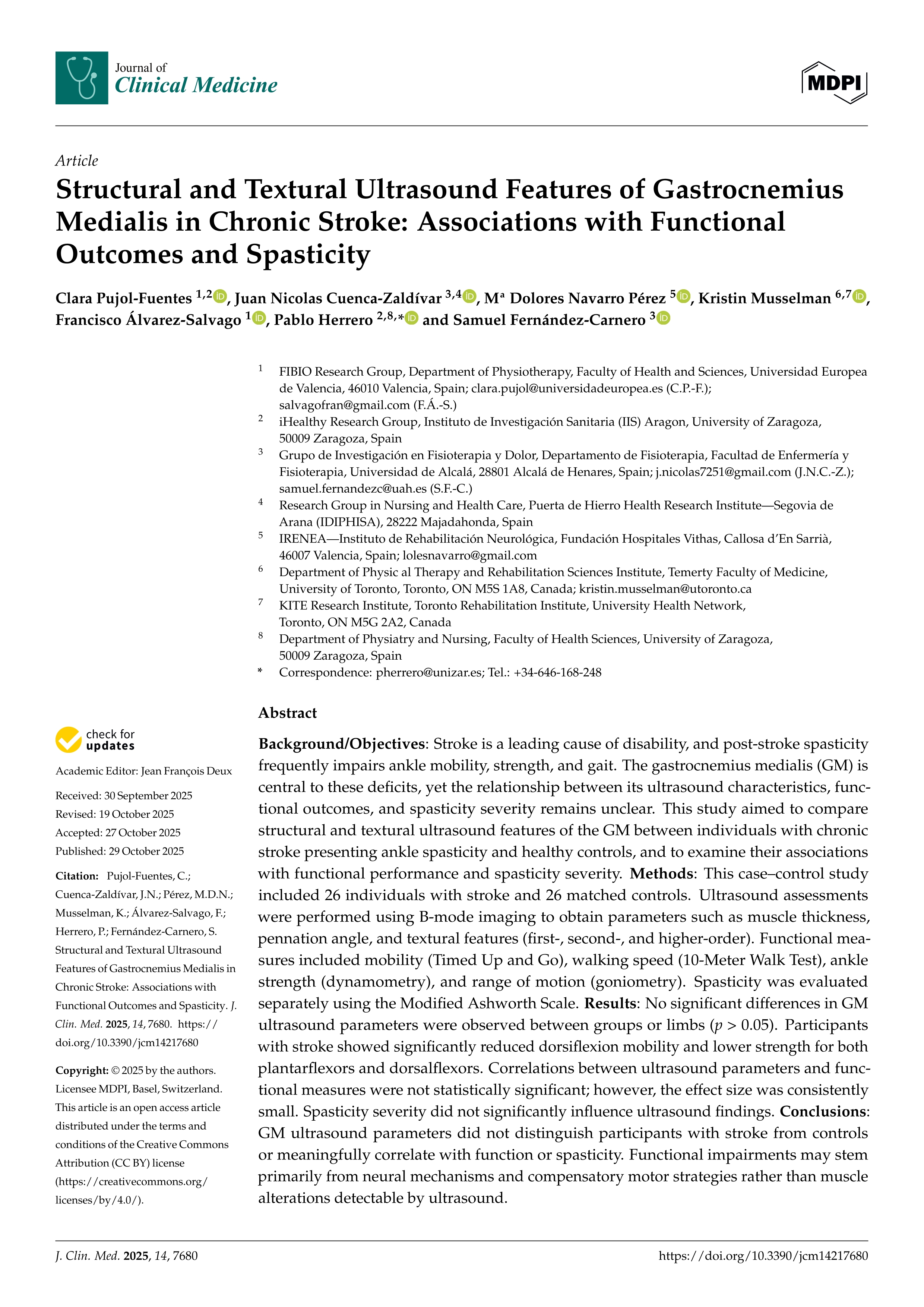 Structural and Textural Ultrasound Features of Gastrocnemius Medialis in Chronic Stroke: Associations with Functional Outcomes and Spasticity