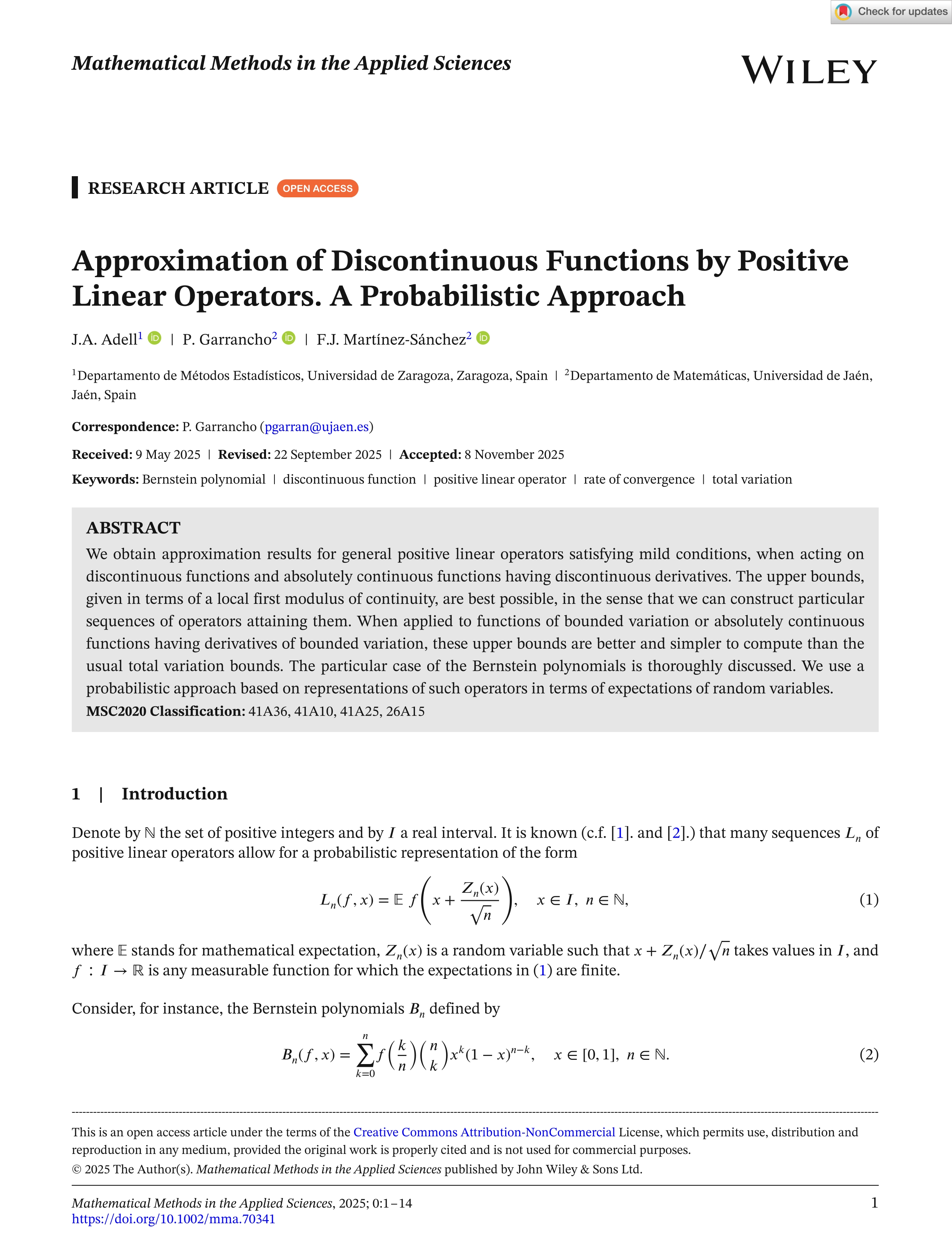 Approximation of Discontinuous Functions by Positive Linear Operators. A Probabilistic Approach