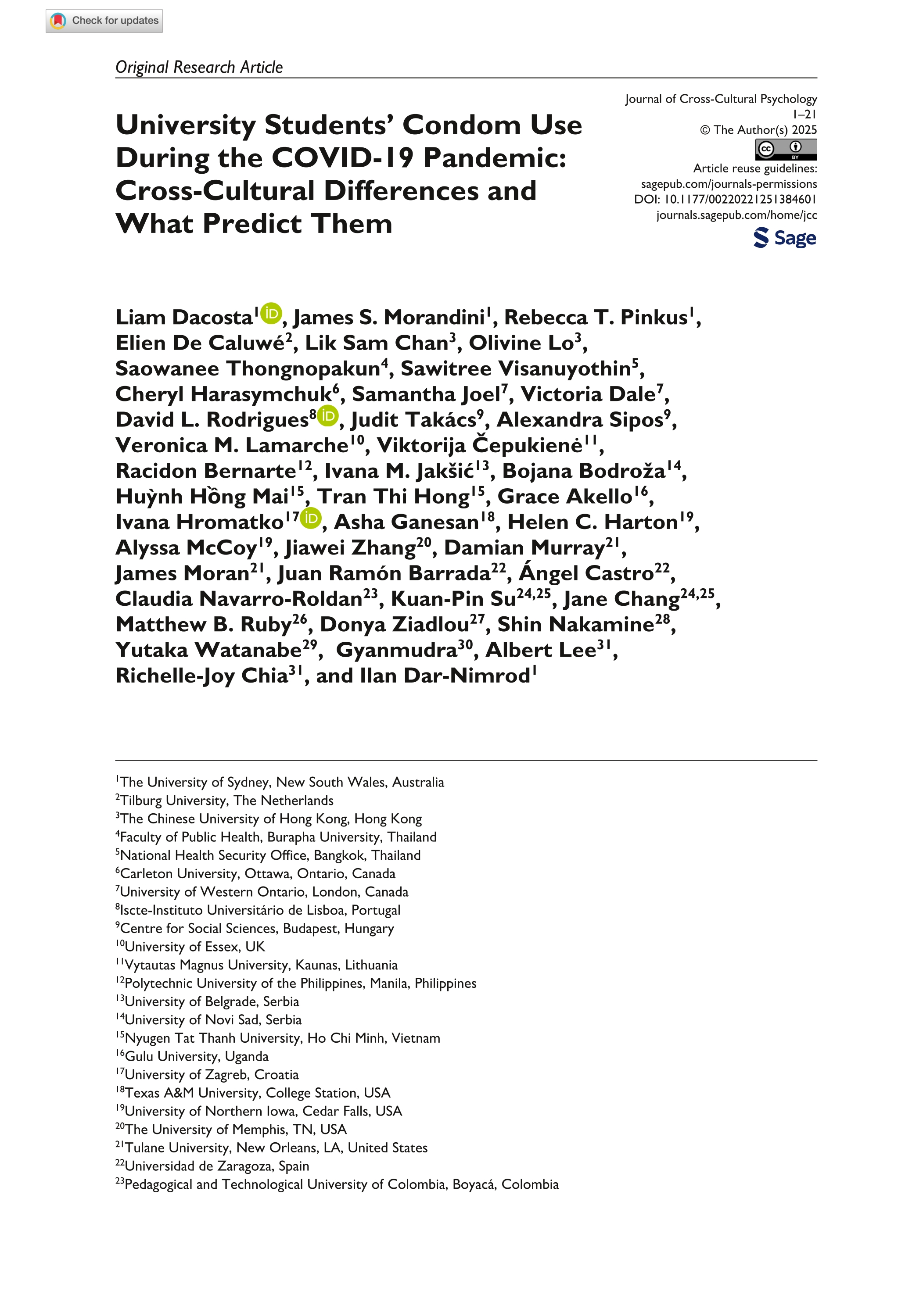 University Students’ Condom Use During the COVID-19 Pandemic: Cross-Cultural Differences and What Predict Them