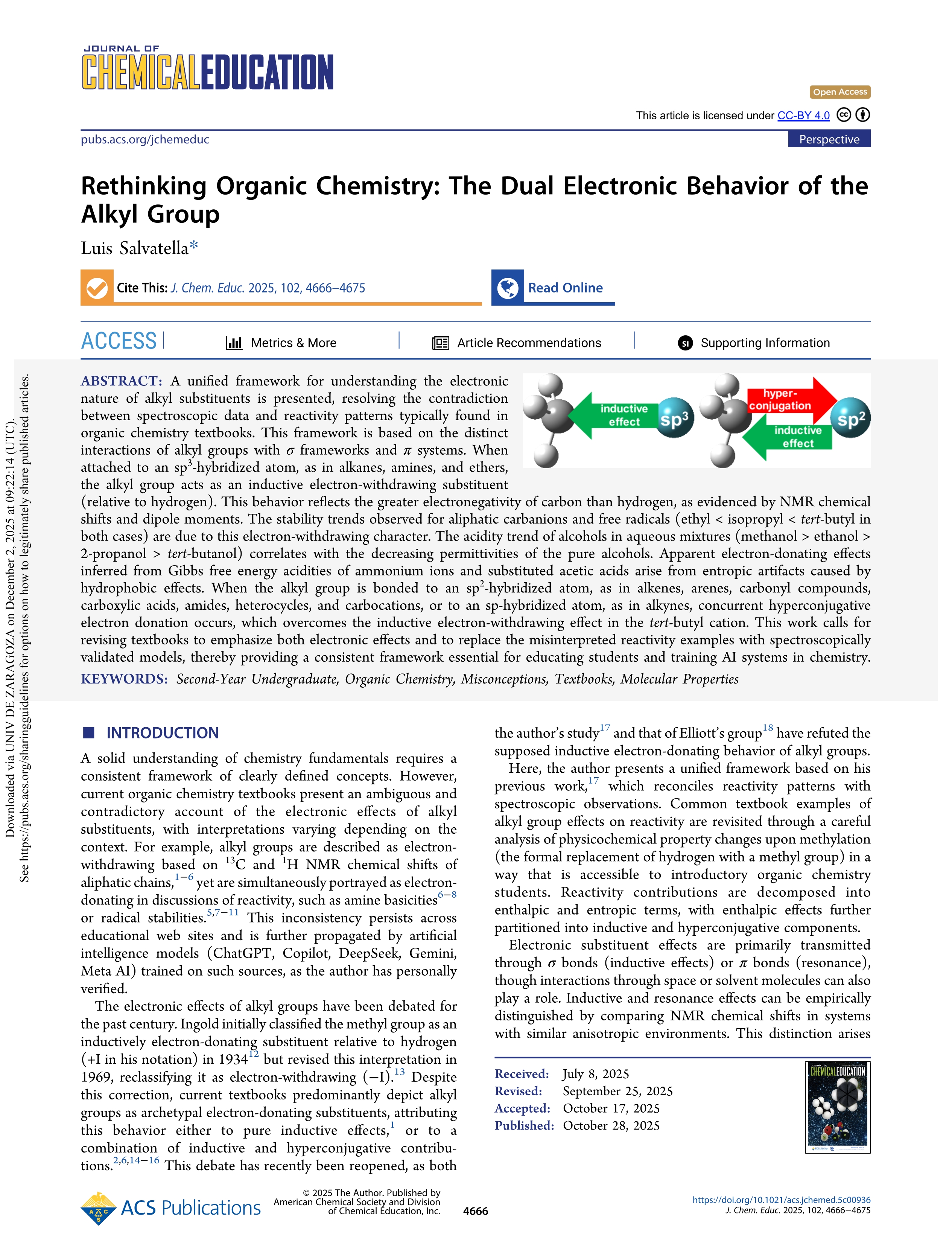 Rethinking Organic Chemistry: The Dual Electronic Behavior of the Alkyl Group