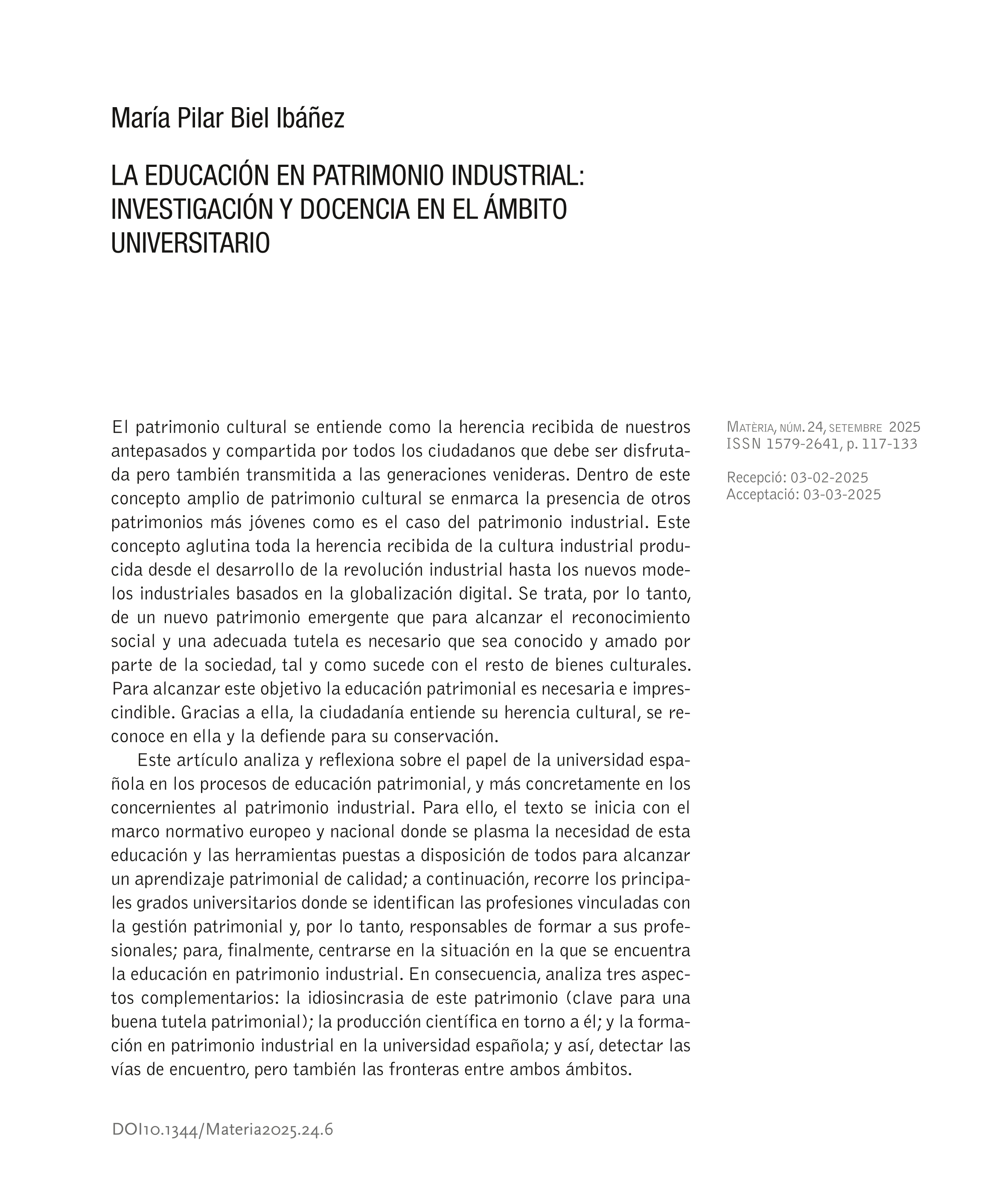 La educación en Patrimonio Industrial: