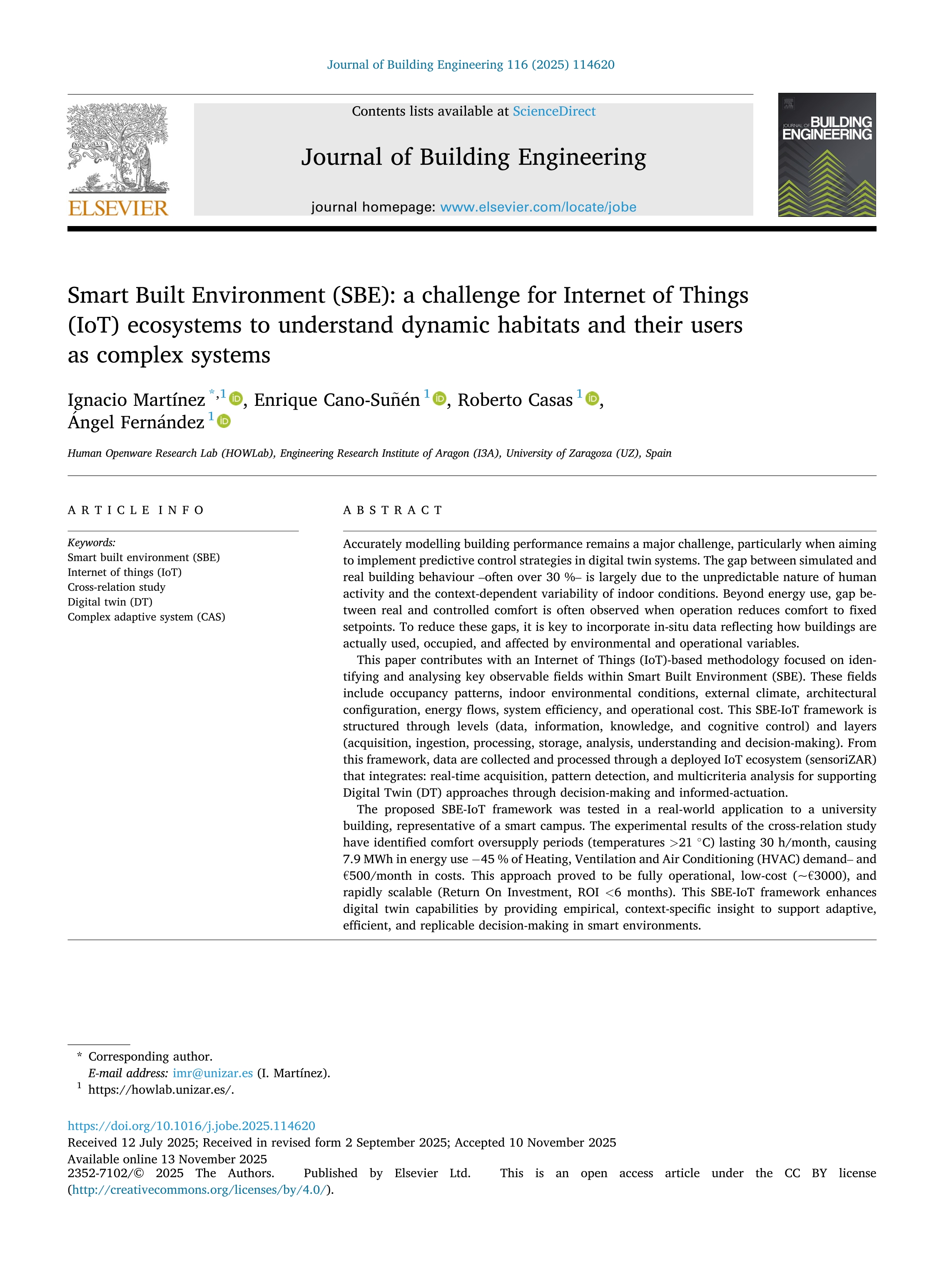 Smart Built Environment (SBE): a challenge for Internet of Things (IoT) ecosystems to understand dynamic habitats and their users as complex systems