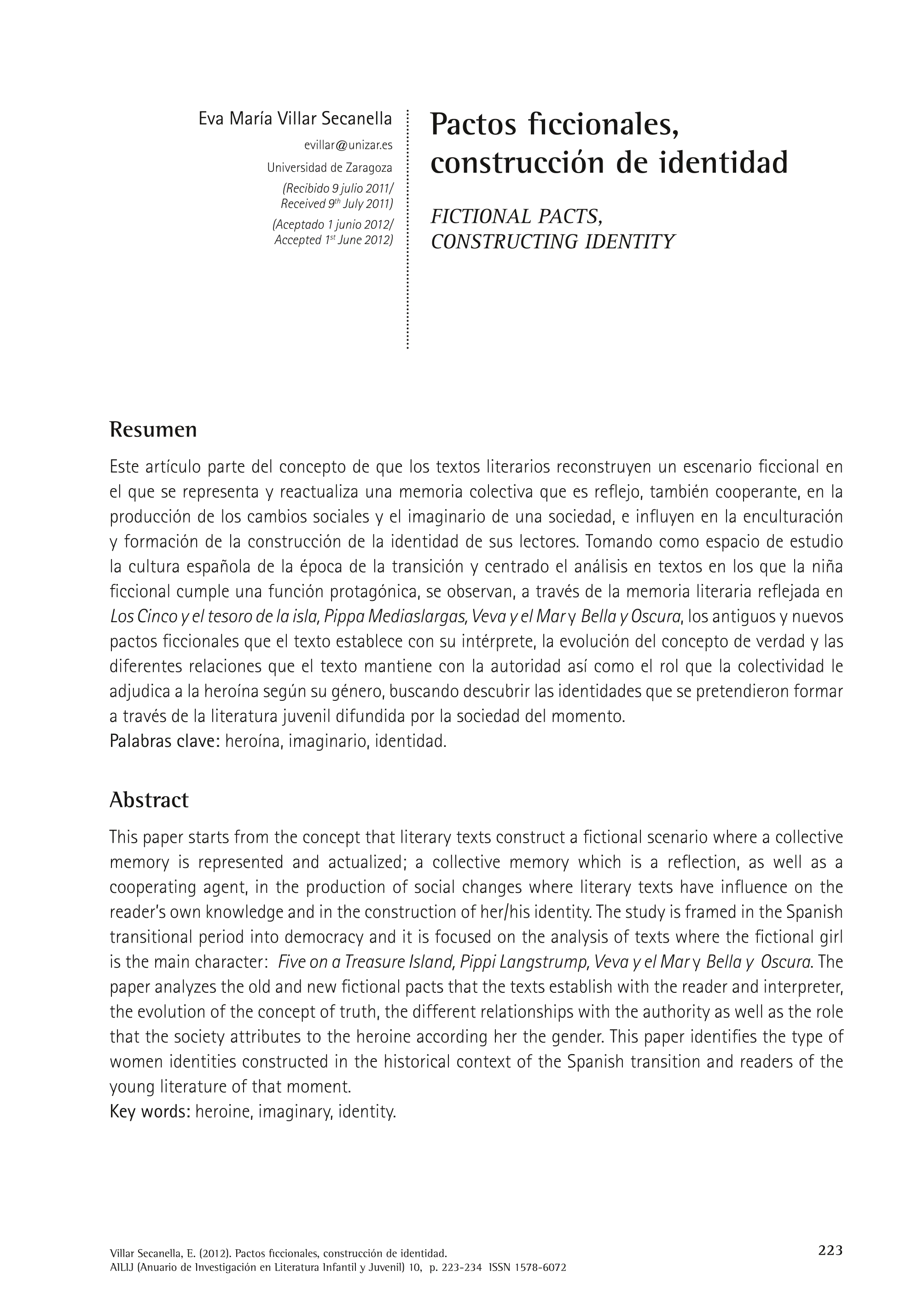 Pactos ficcionales, construcción de identidad