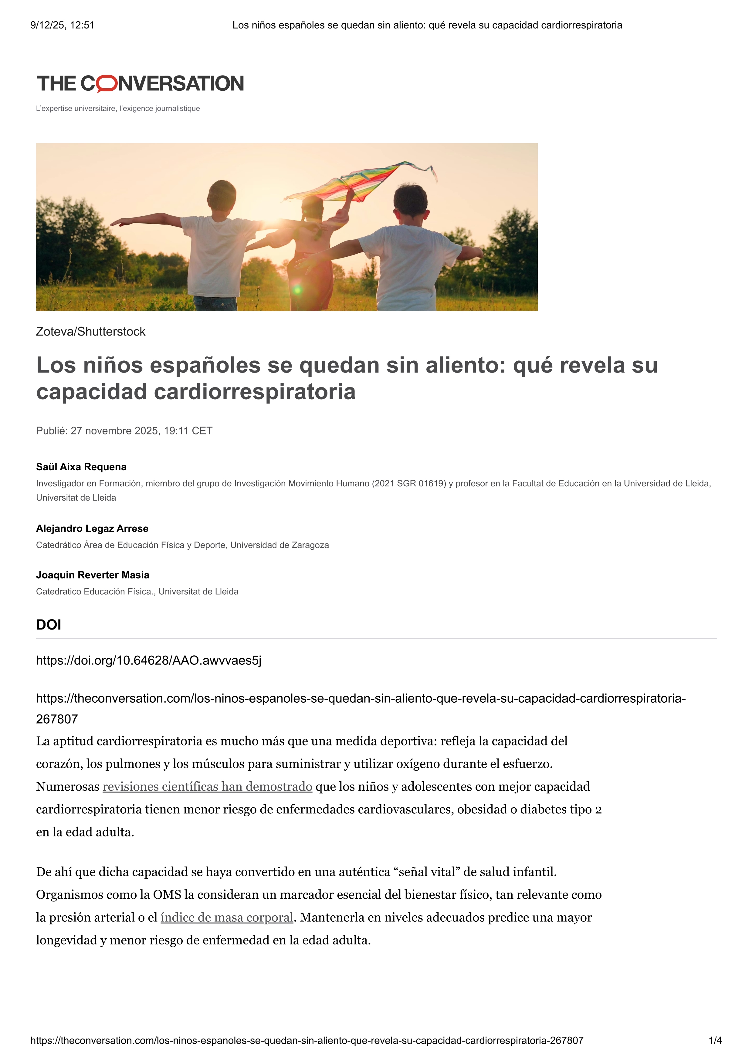 Los niños españoles se quedan sin aliento: qué revela su capacidad cardiorrespiratoria