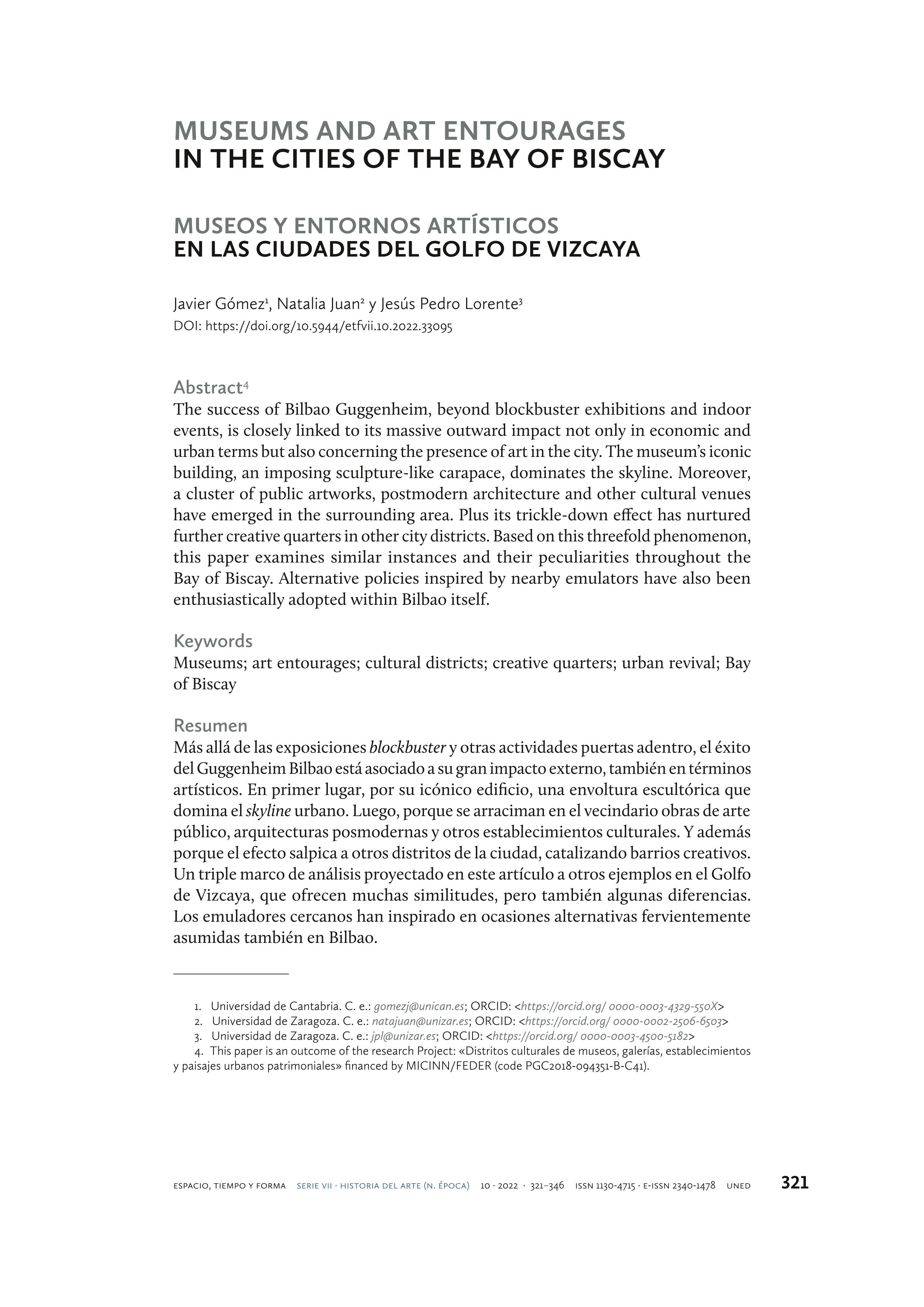 Museums and Art Entourages in the Cities of the Bay of Biscay