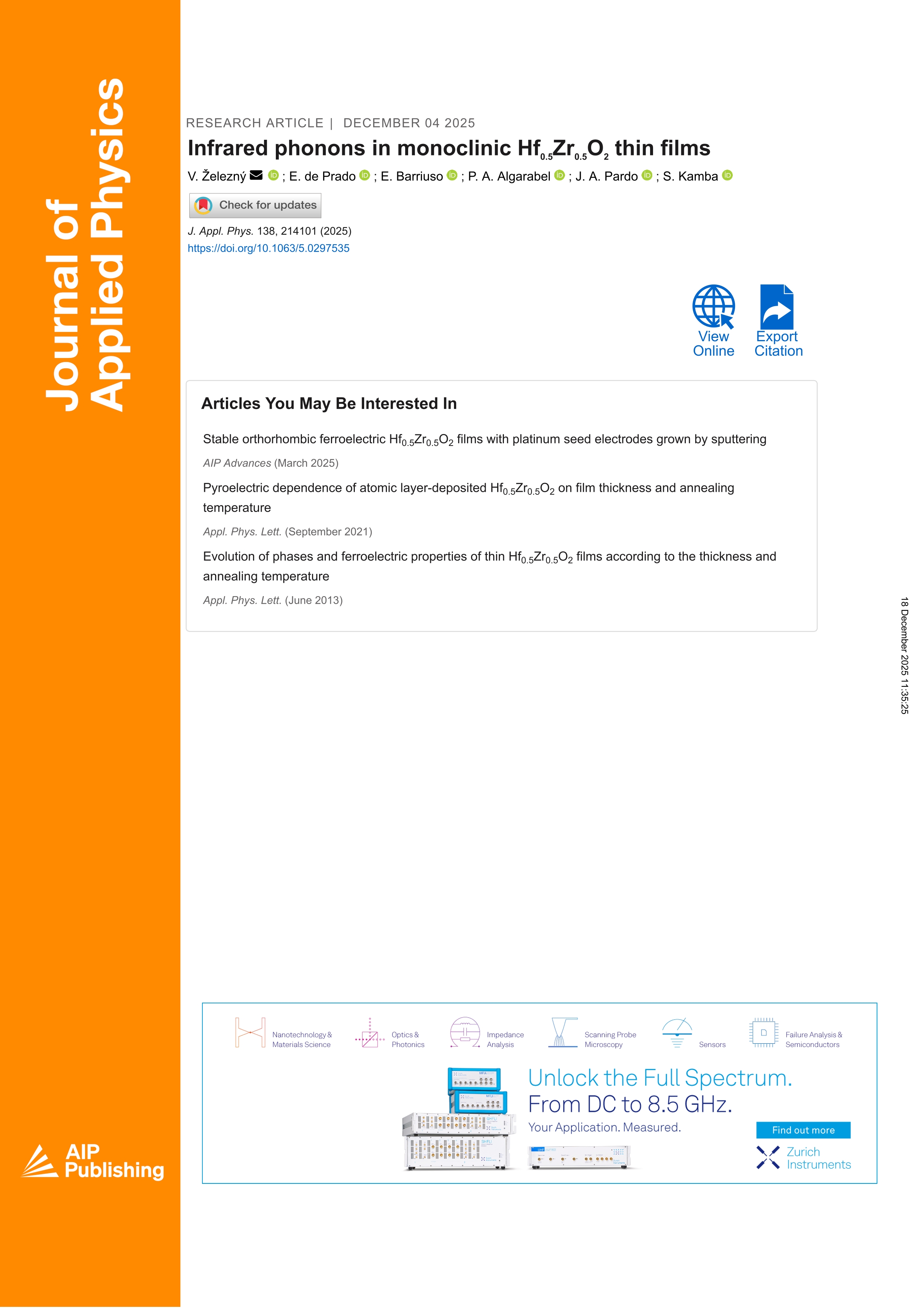Infrared phonons in monoclinic Hf0.5Zr0.5O2 thin films