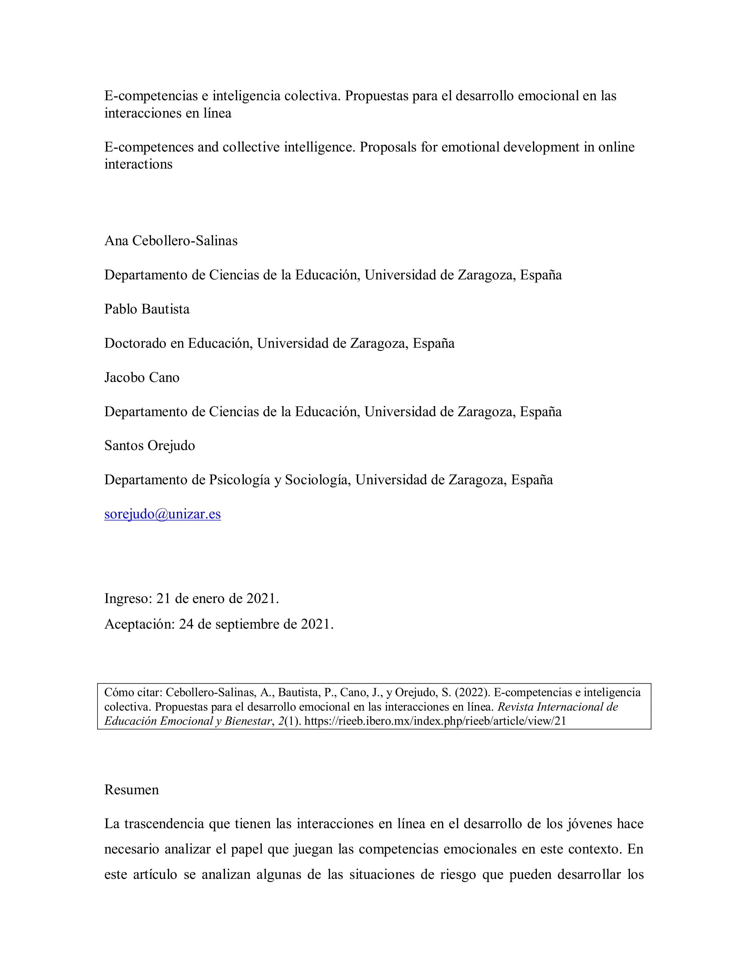 E-competencias e inteligencia colectiva. Propuestas para el desarrollo emocional en las interacciones en línea